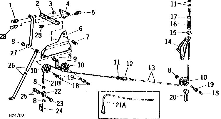 PLATFORM LEVELING CABLES AND MOUNTING (R.H. SIDE ILLUSTRATED)