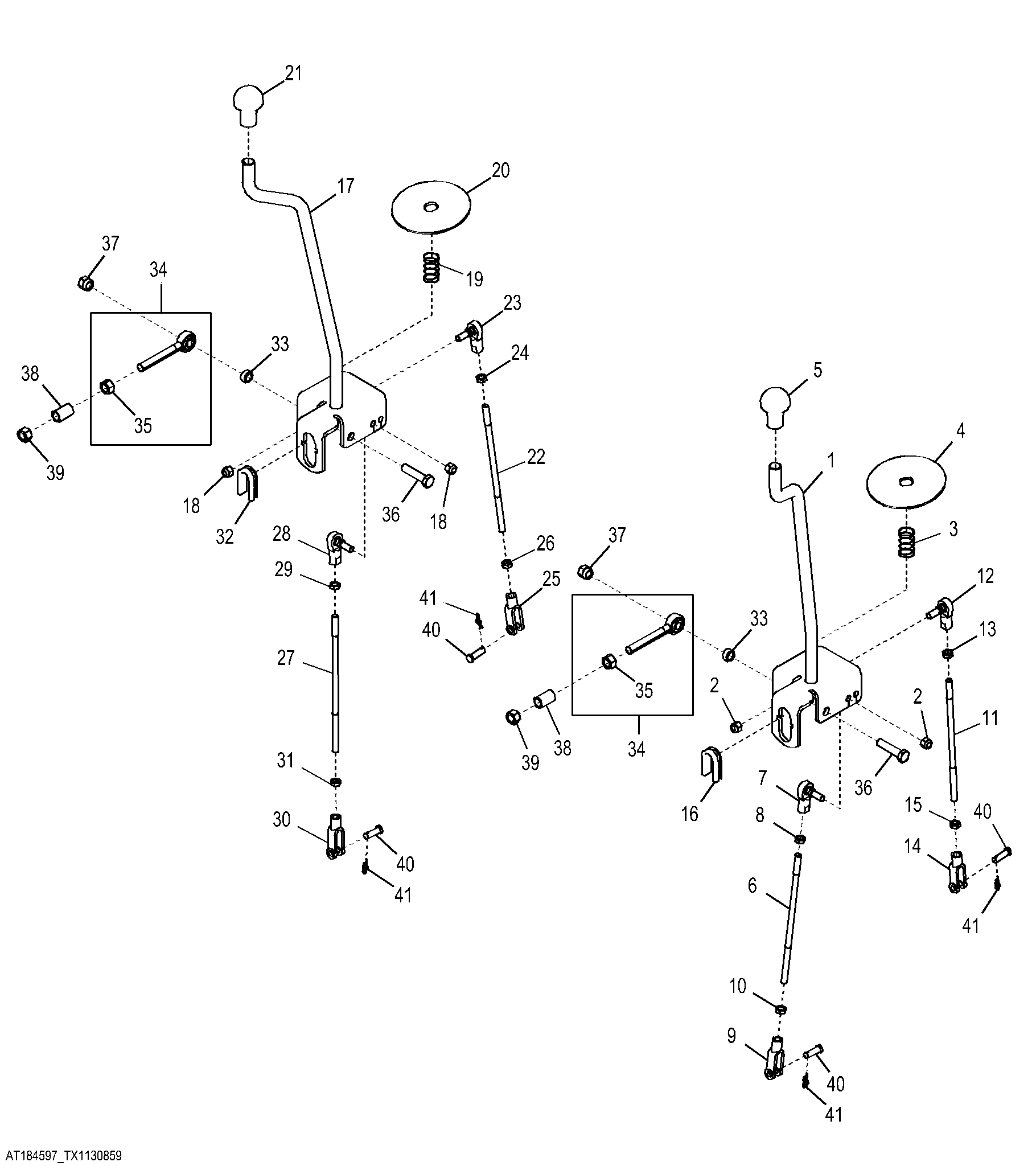 Two Lever Backhoe Control Valve Linkage, Powered Side Shift