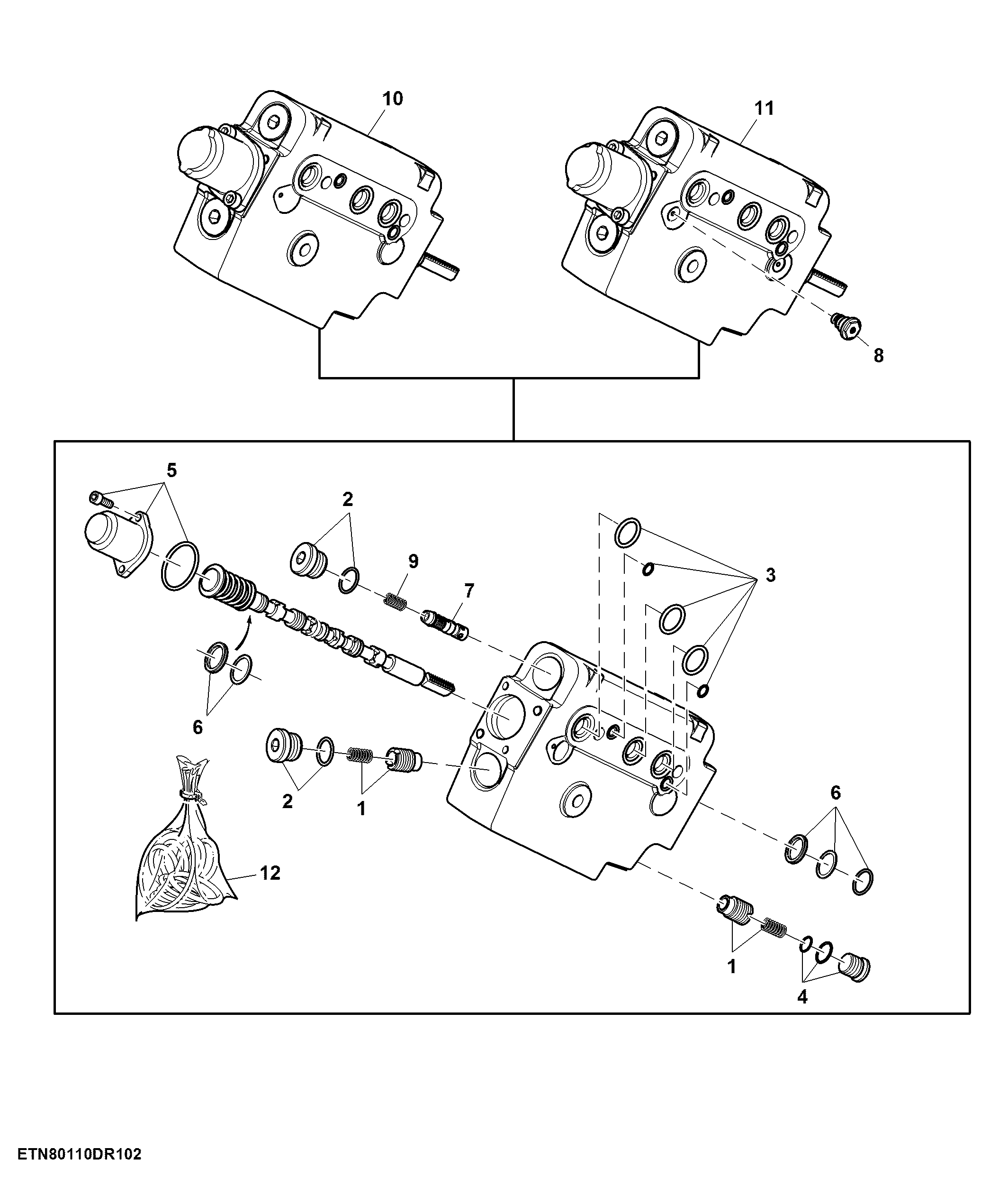 Electrical SCV, 3 Functions, W/ Front Hitch Control Valve