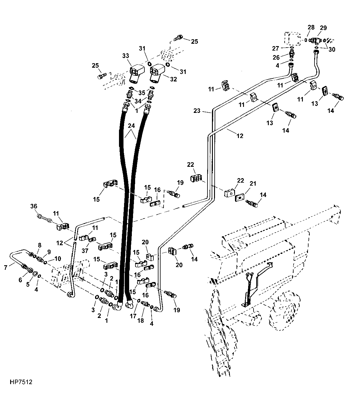 Four - Wheel Drive Hydraulic Lines And Hoses, Lh Side