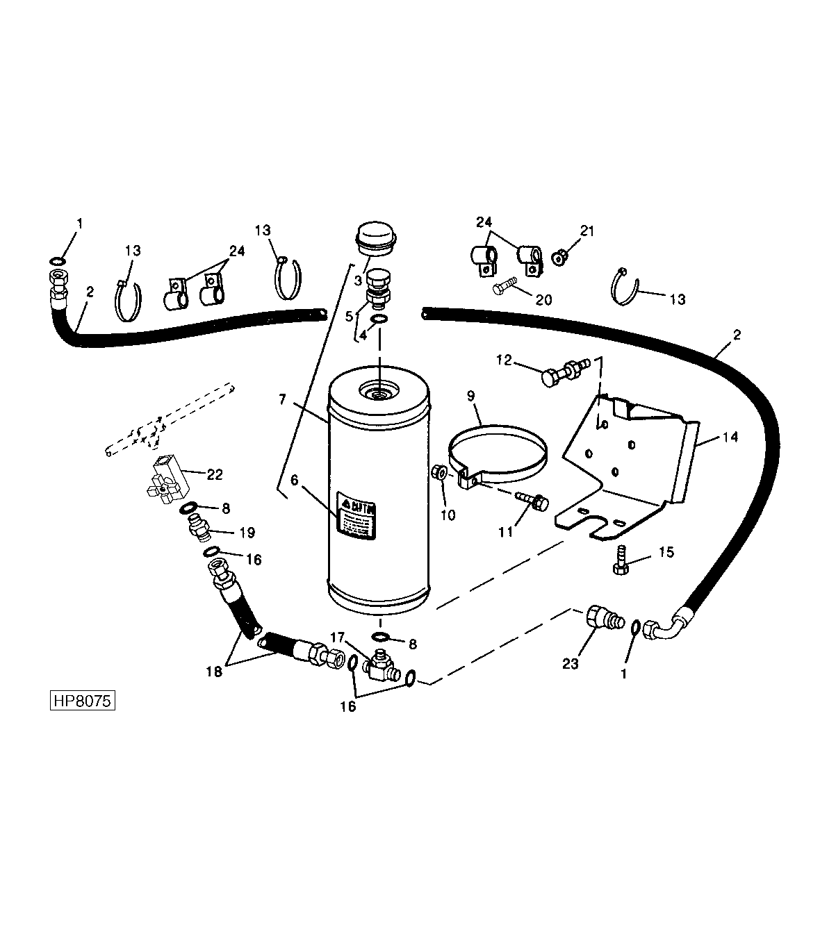 ONE GALLON ACCUMULATOR, HOSE, LINE AND MOUNTING