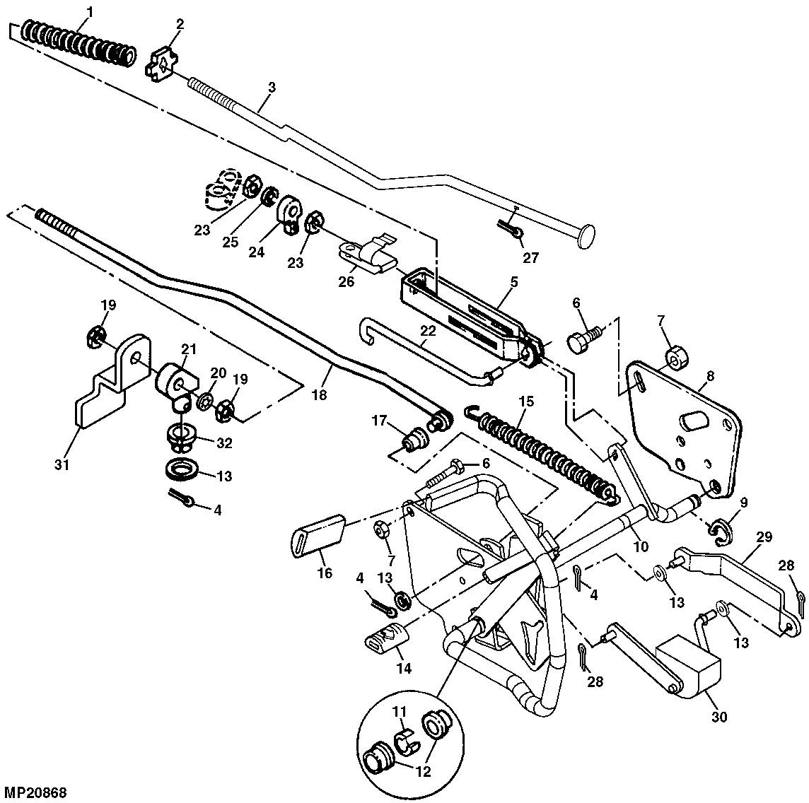 BRAKE AND HYDRO CONTROL LINKAGE (FOR K66 TRANSMISSION)