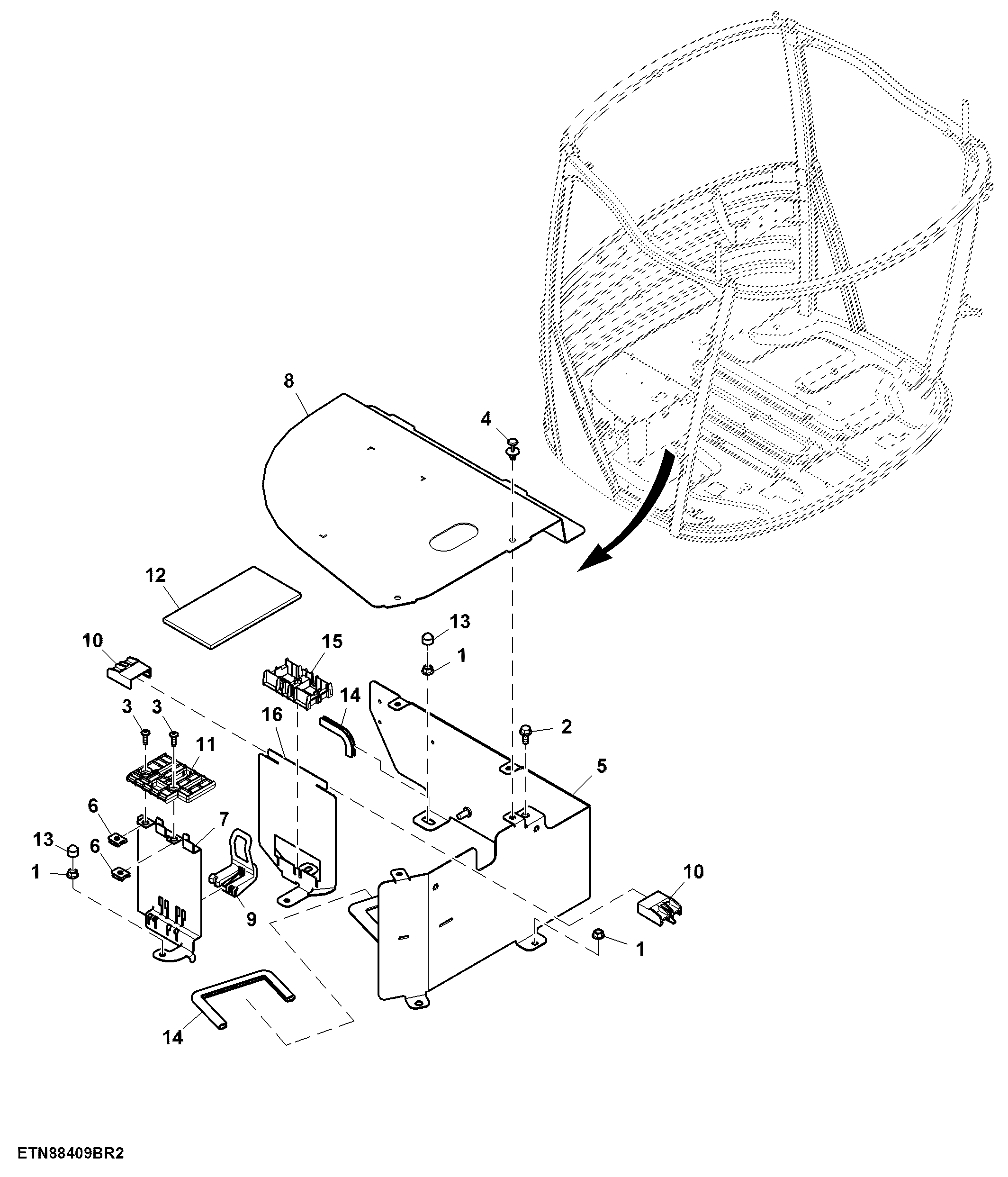Controller Mounting Hardware W/ Telematics, W/O Cab Extremity Light