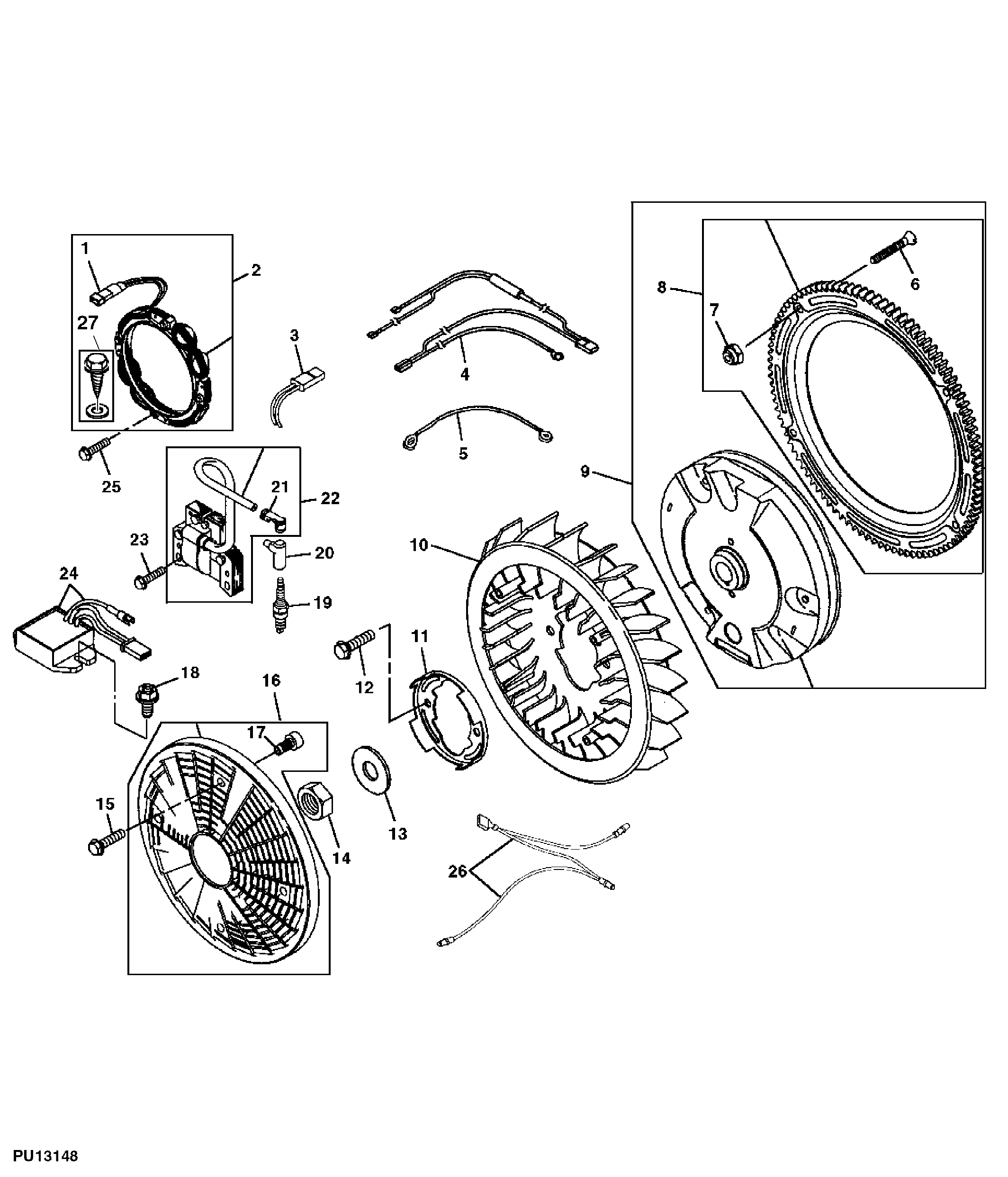 Flywheel, Screen and Engine Electrical Parts