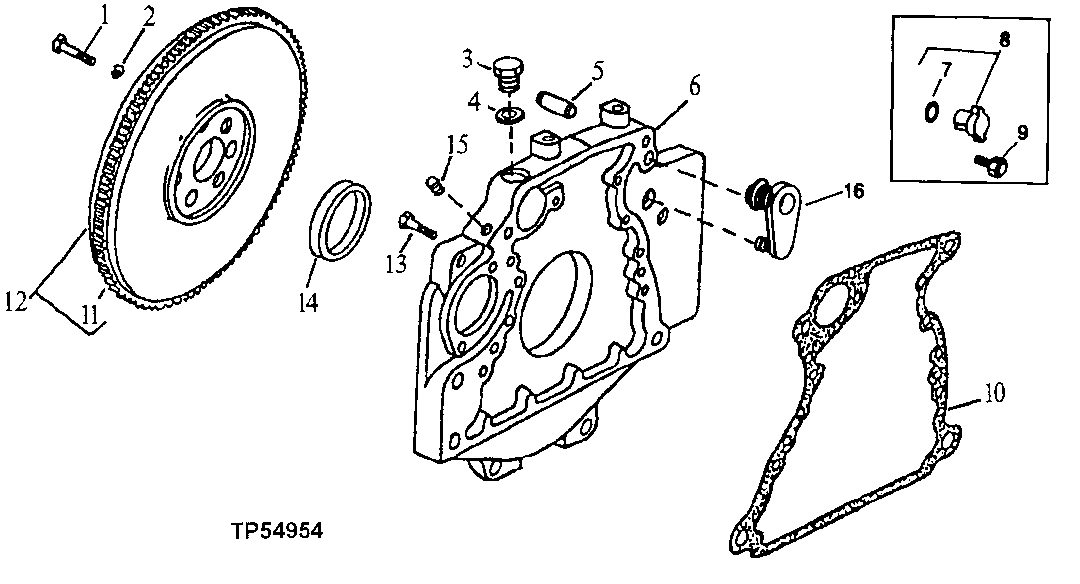 ENGINE FLYWHEEL AND FLYWHEEL HOUSING ( - 713822)
