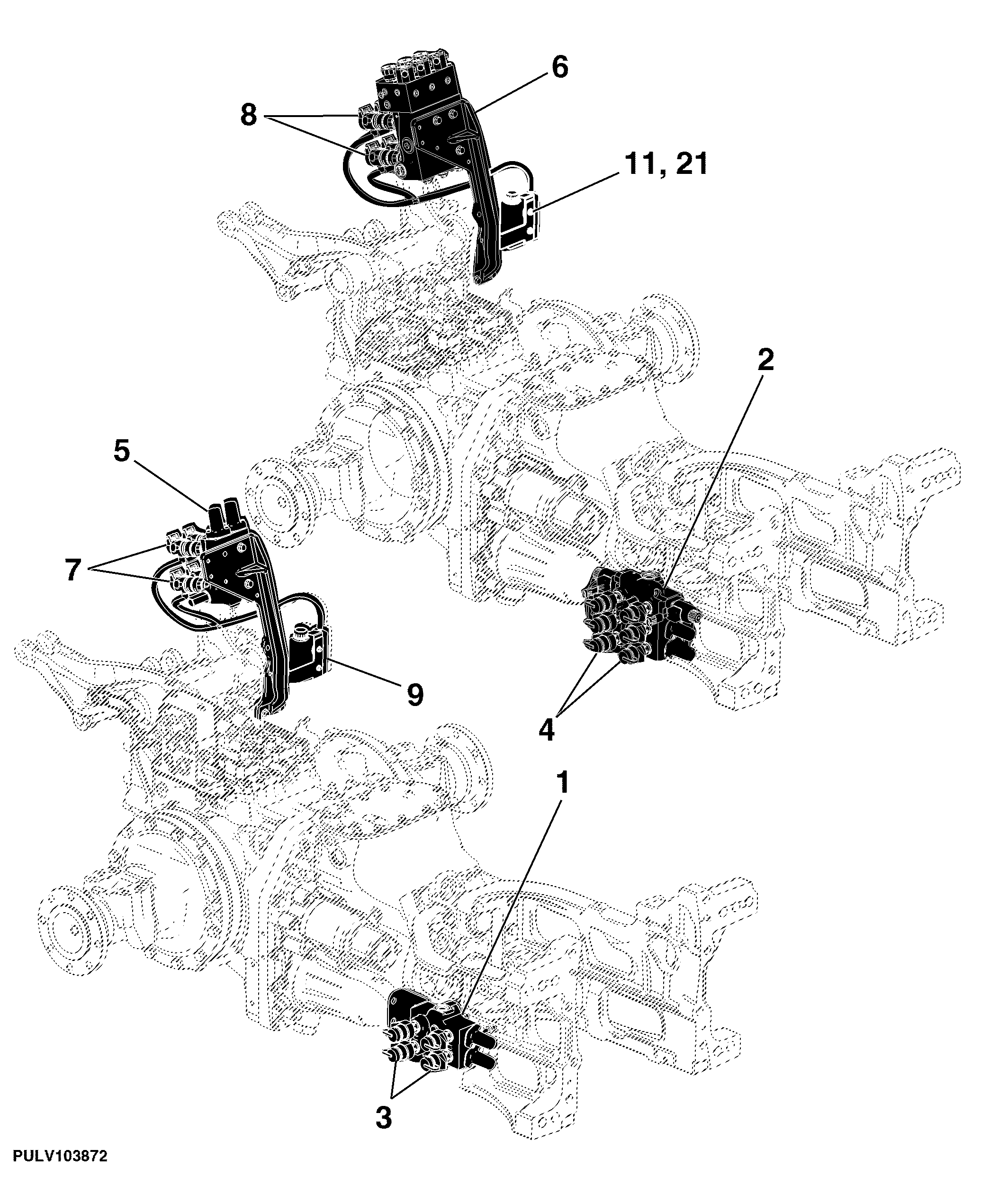 71 Selective Control Valve, Controls And Lines Tractor