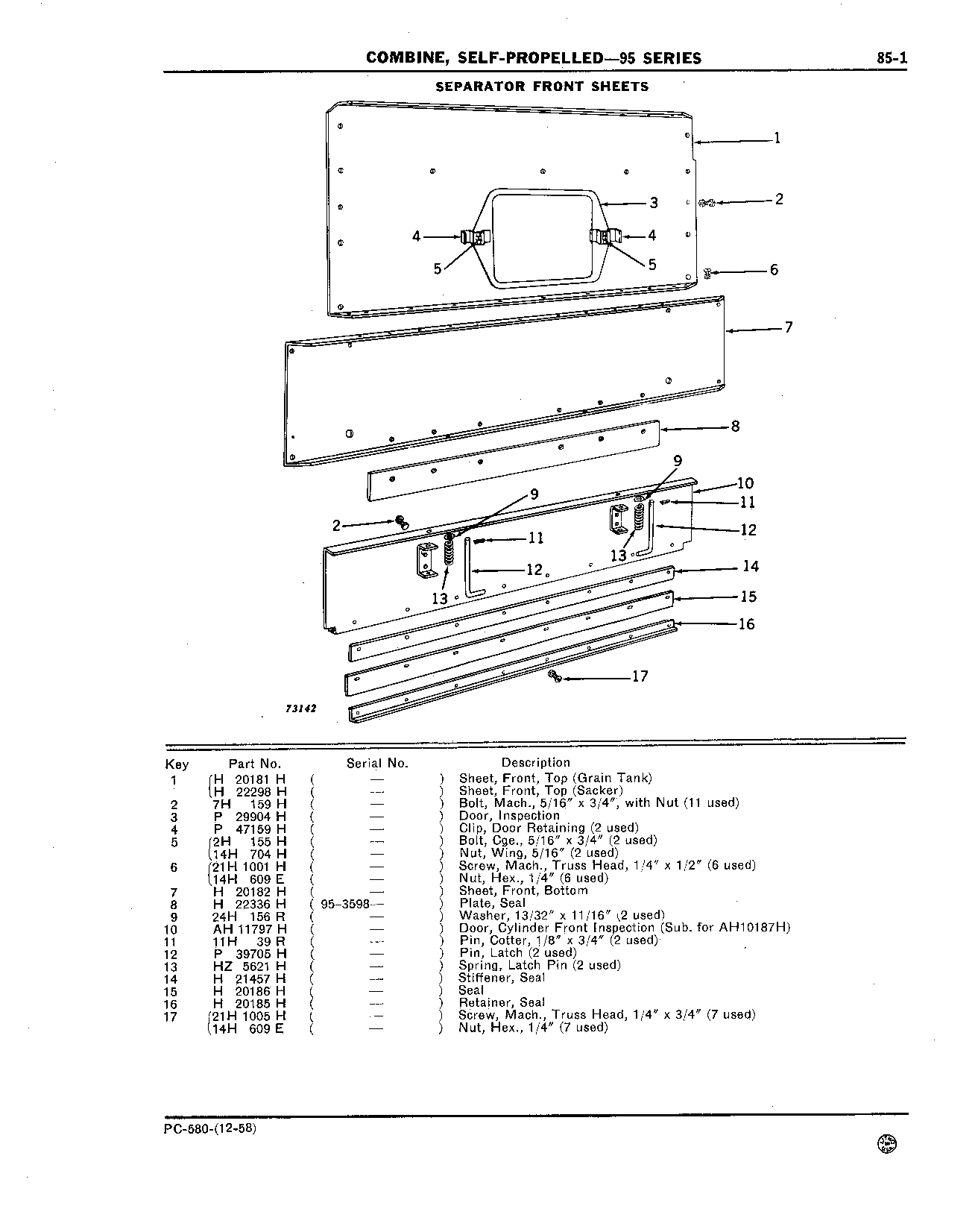 Separator Front, Top and Side Sheets, and Ladder