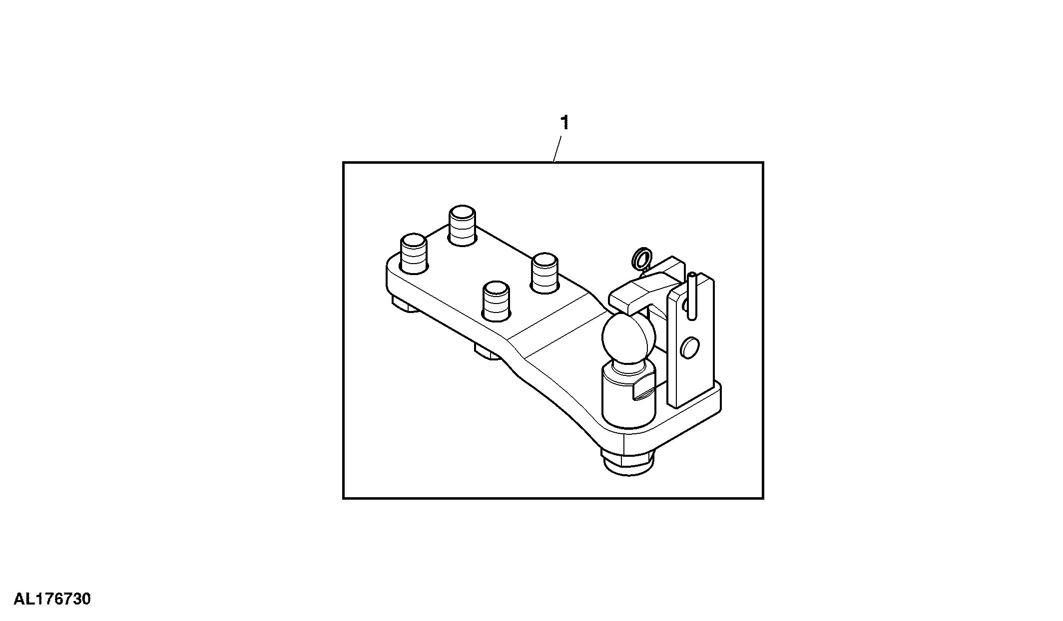Attachment, Insert Plate Ball Type Hitch, Forced Steering System, RH