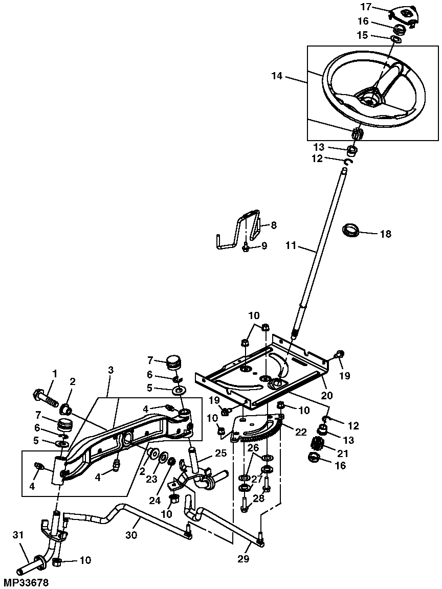 Steering Wheel, Gears, Linkage and Front Axle
