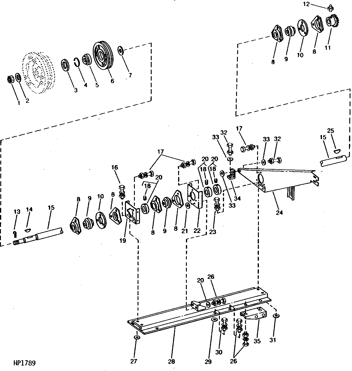 UNLOADING AUGER DRIVE COUNTERSHAFT, SHEAVE, AND DRIVE SPROCKET