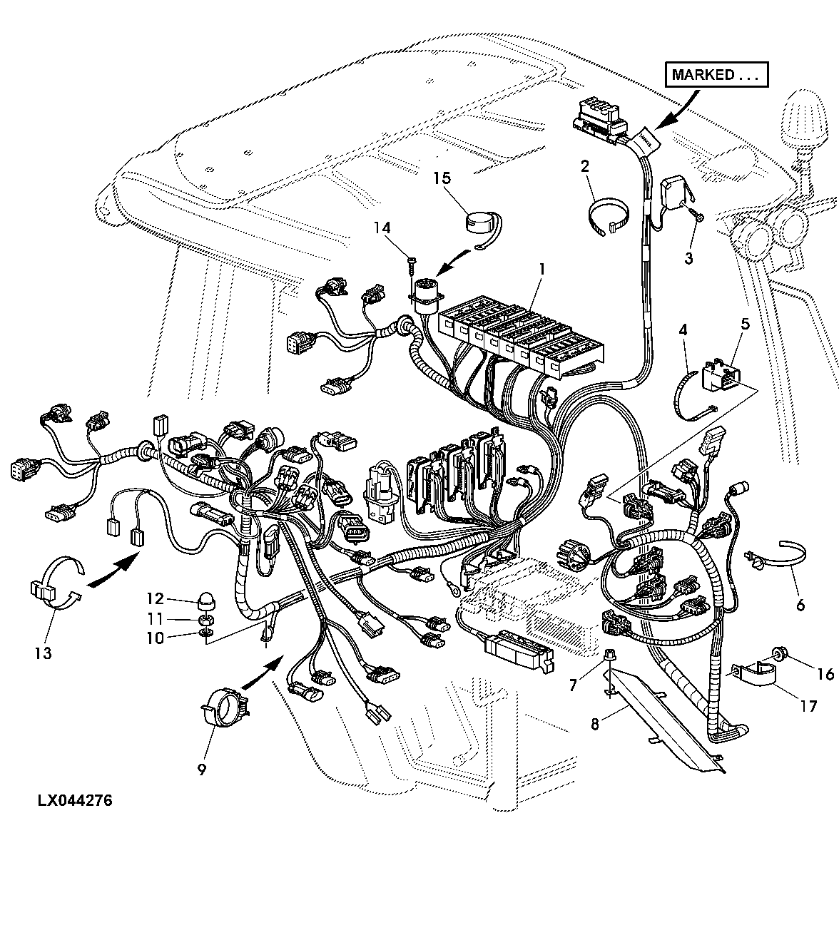 CAB WIRING HARNESS WITH ELECTR. REVERSER CONTROL