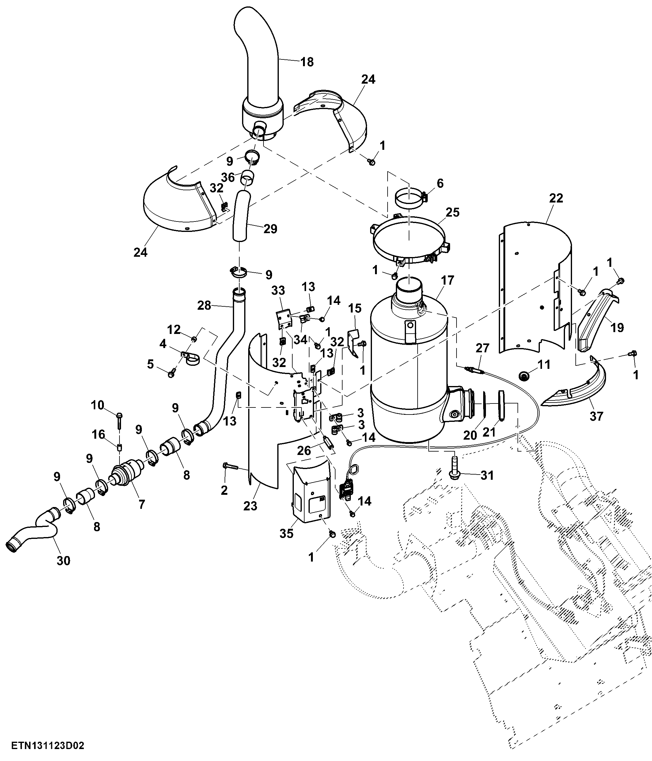 Exhaust Pipe, 13.5 L, FT4 Engine (2/2) (800139 - )