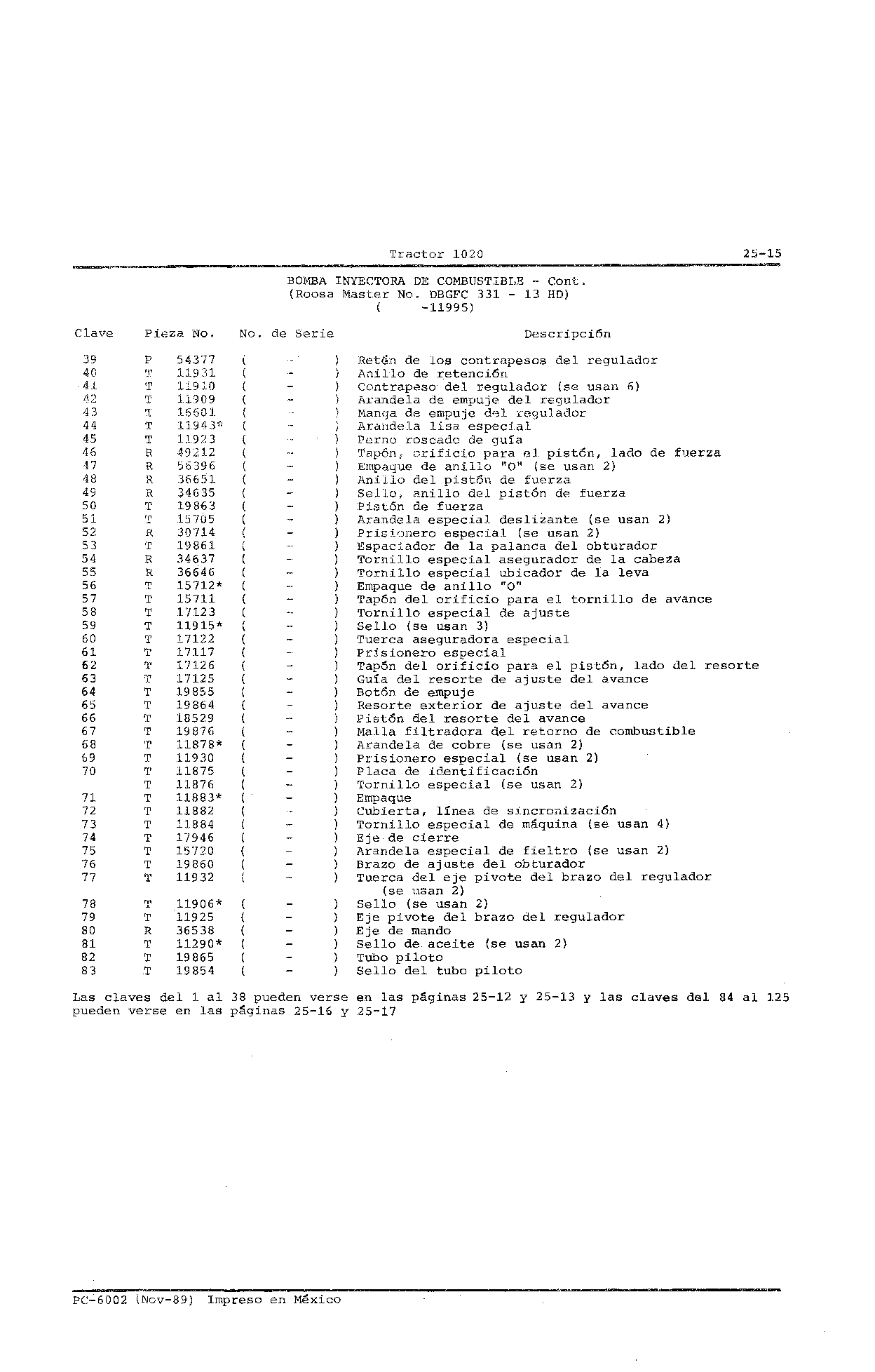 Sistema de Inyeccion de Combustible Roosa-Master (Continued)