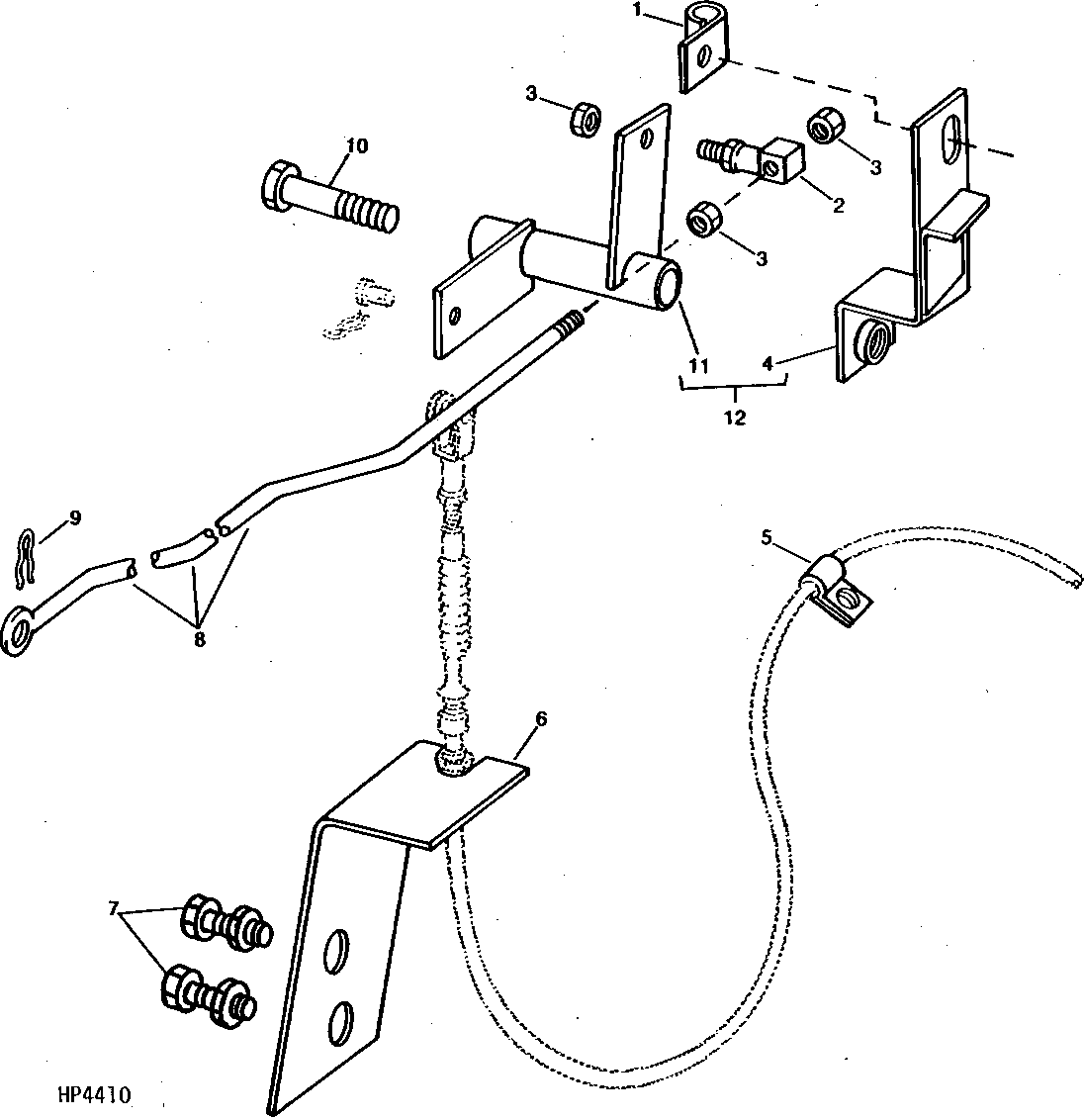 THROTTLE LINKAGE, BELL CRANK, AND CABLE SUPPORTS