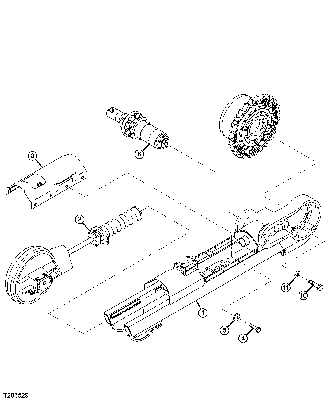 TRACK FRAME AND PIVOT SHAFT(COMPLETE ASSEMBLY ONLY)