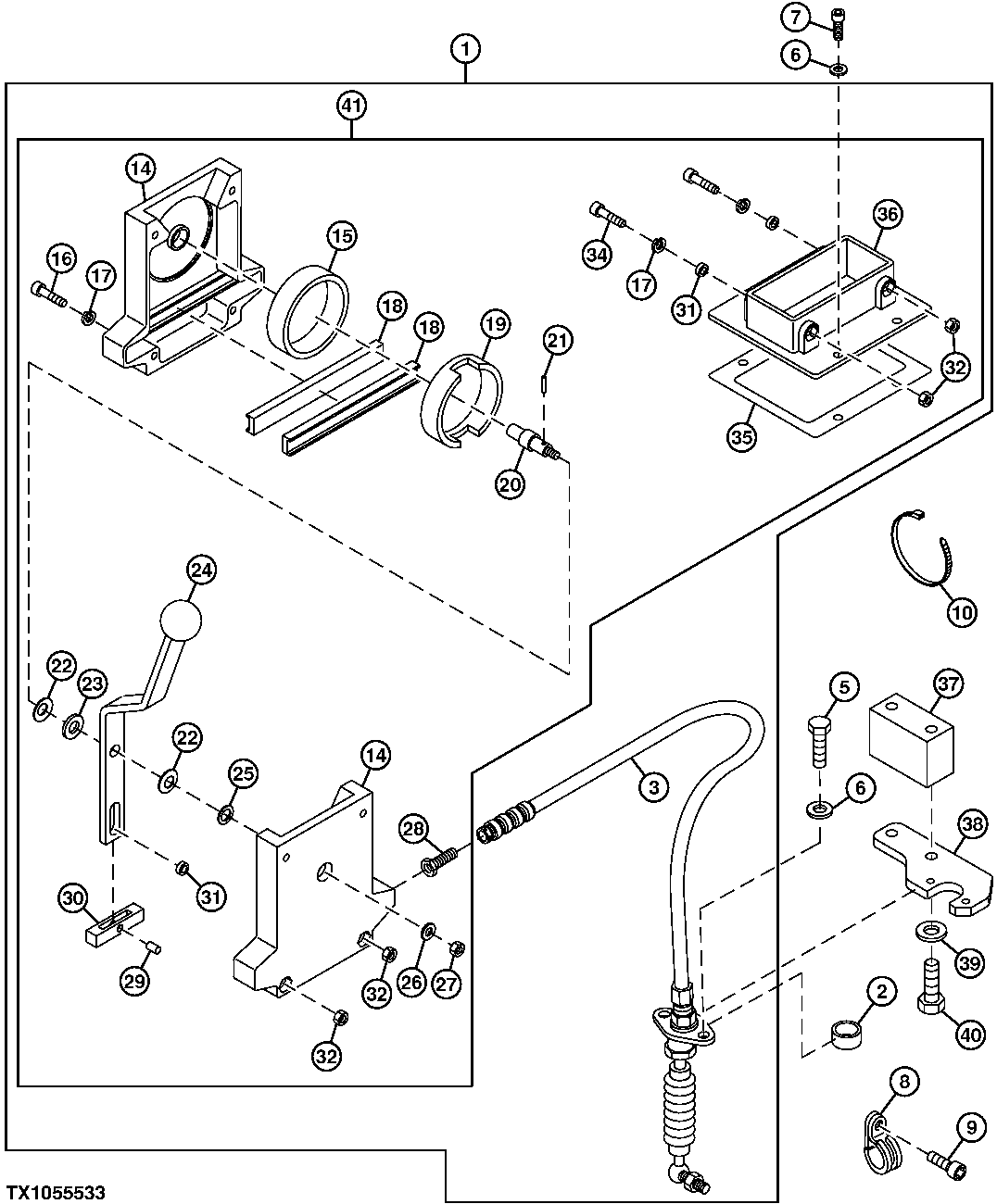 Engine Speed Control Cable, Housing And Control Lever
