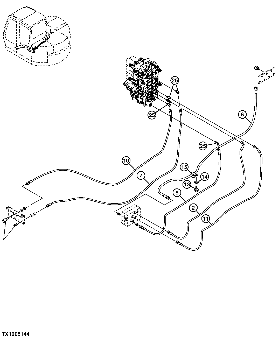 PILOT LINES (CONTROL VALVE REAR TO REGULATOR VALVE)