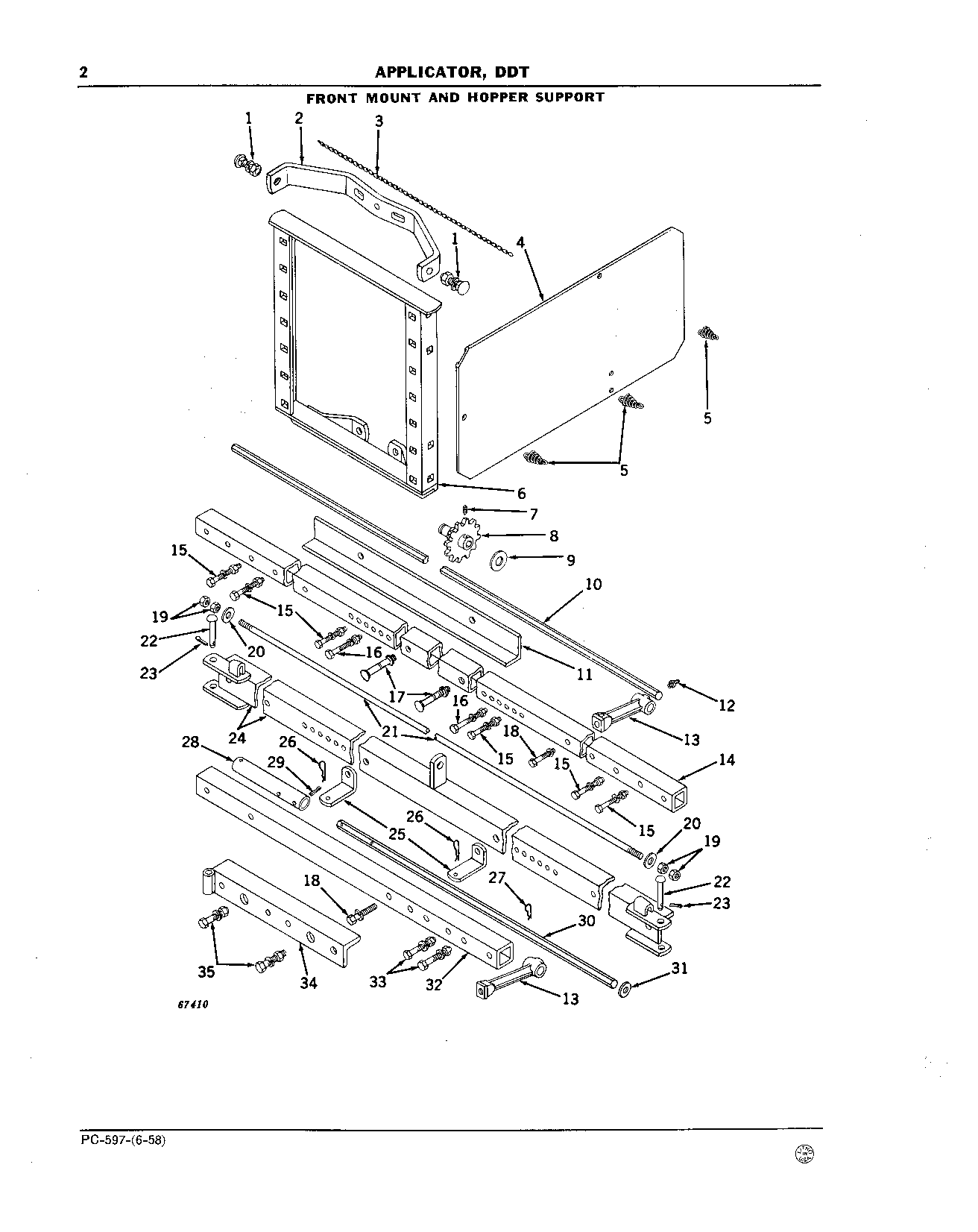 FRONT MOUNT AND HOPPER SUPPORT