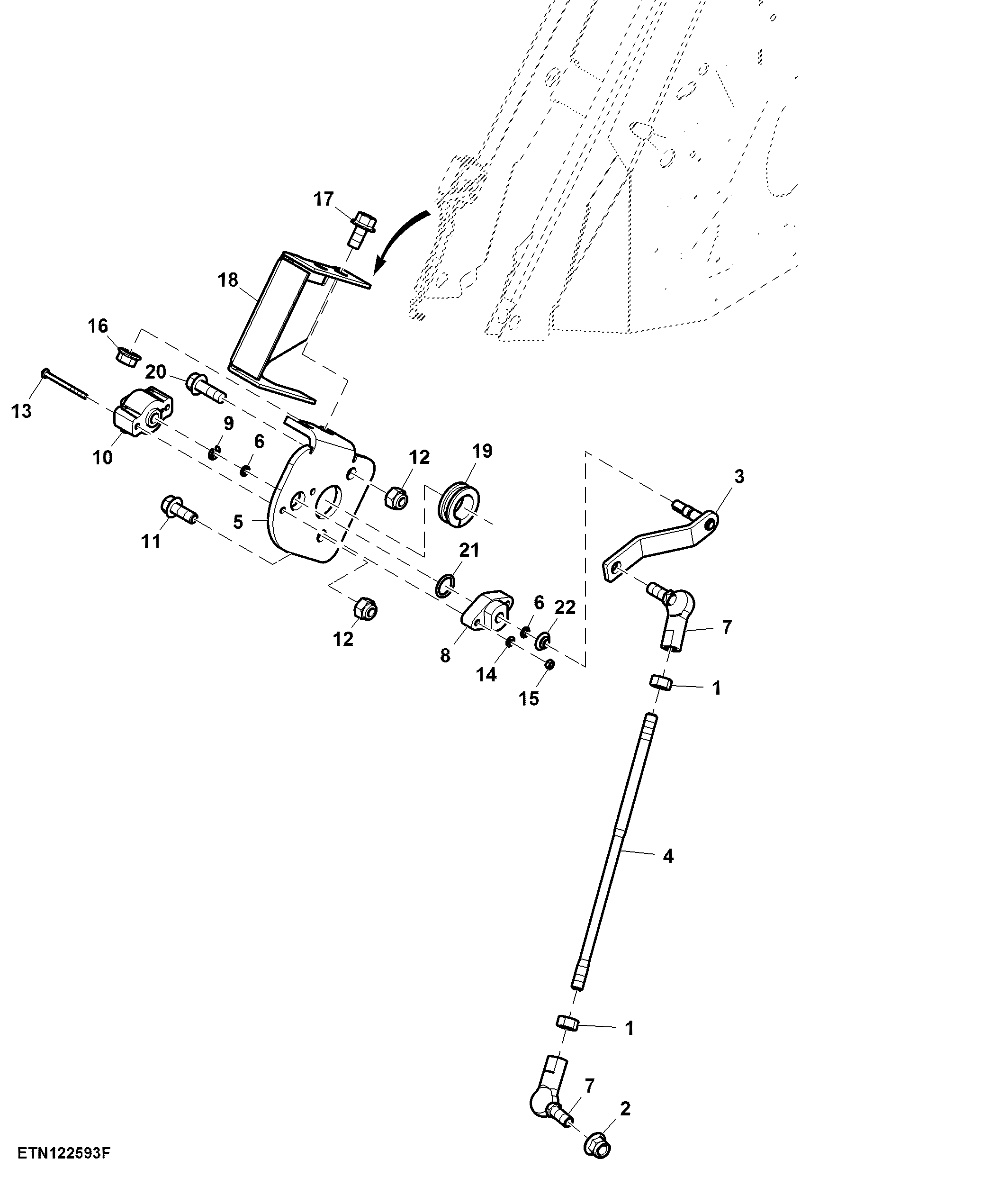 Floating Crop Divider Position Sensor and Mounting