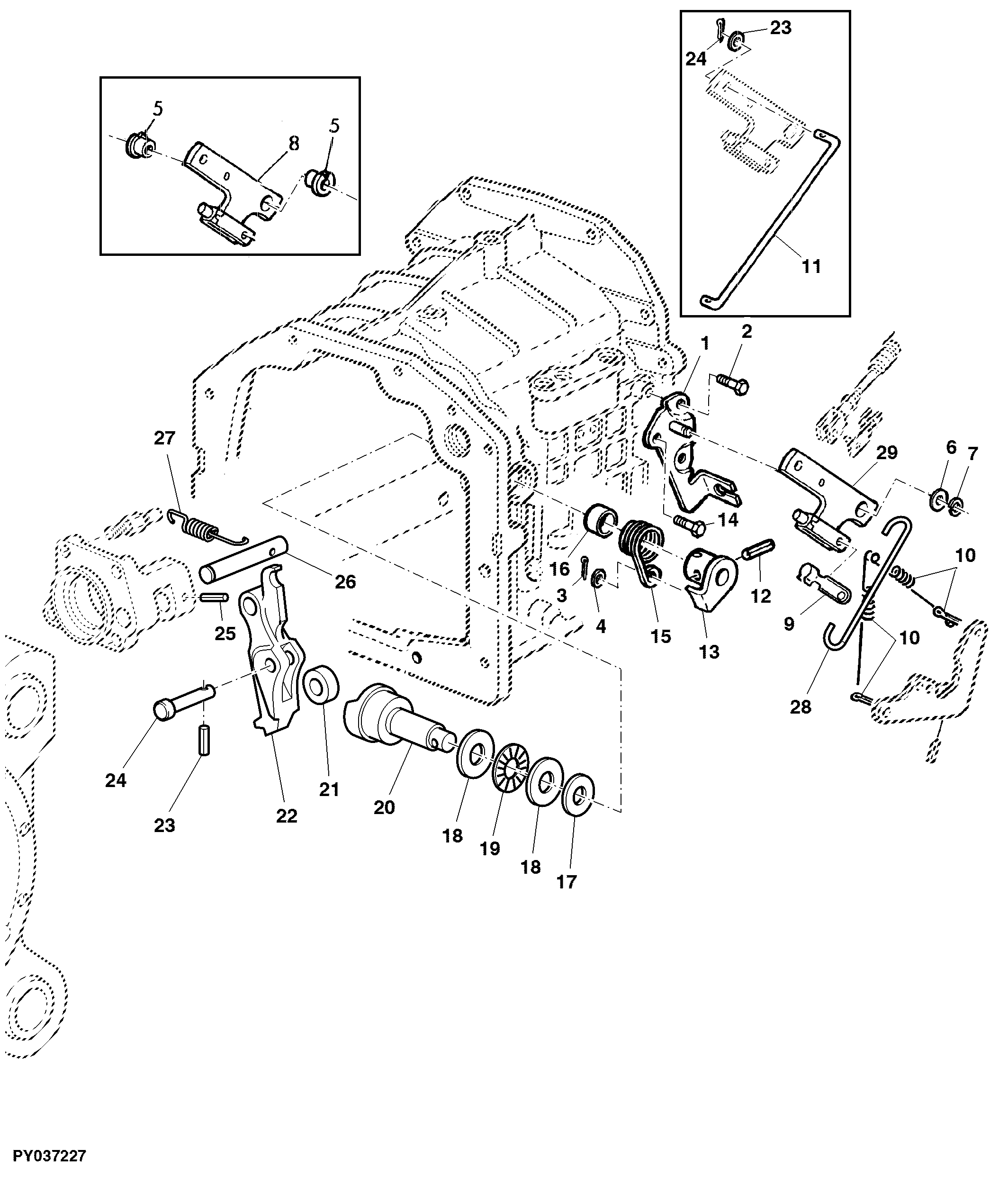 PARKING LOCK, RANGE TRANSMISSION (WITH MECH.REVERSER CONTROL AT STEERING COLUMN)
