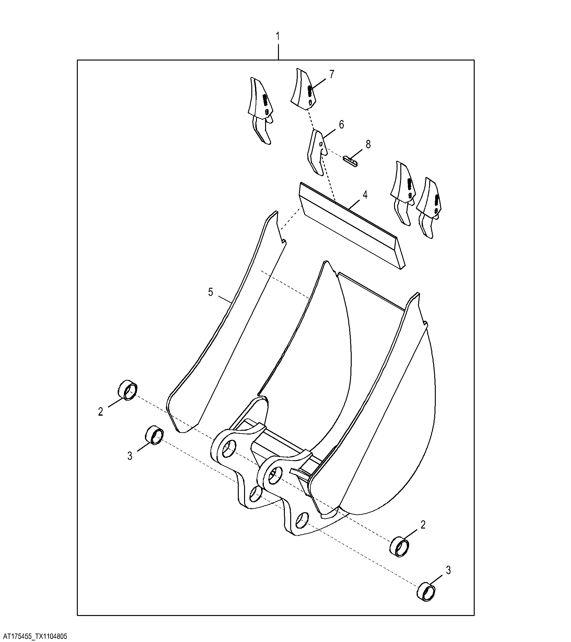Heavy Duty Bucket with TF Teeth 45.72 cm (18.00 in) 0.144 m³ (5.10 ft³)