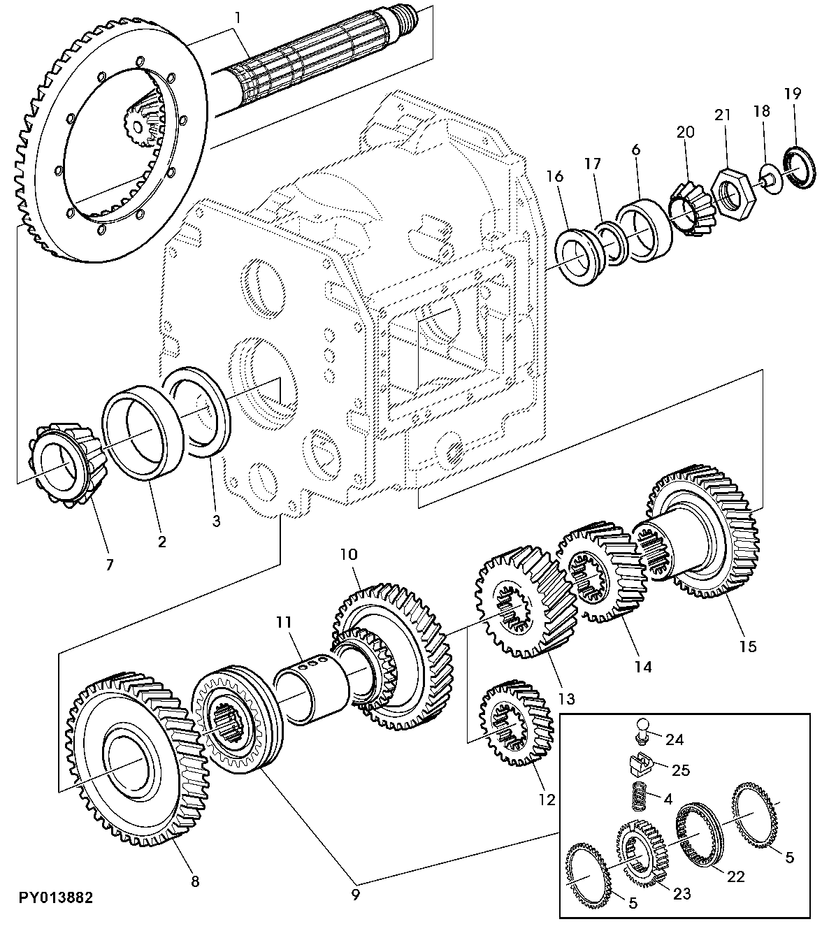 DIFF. DRIVE SHAFT, RANGE TRANSMISSION (40 KMH)