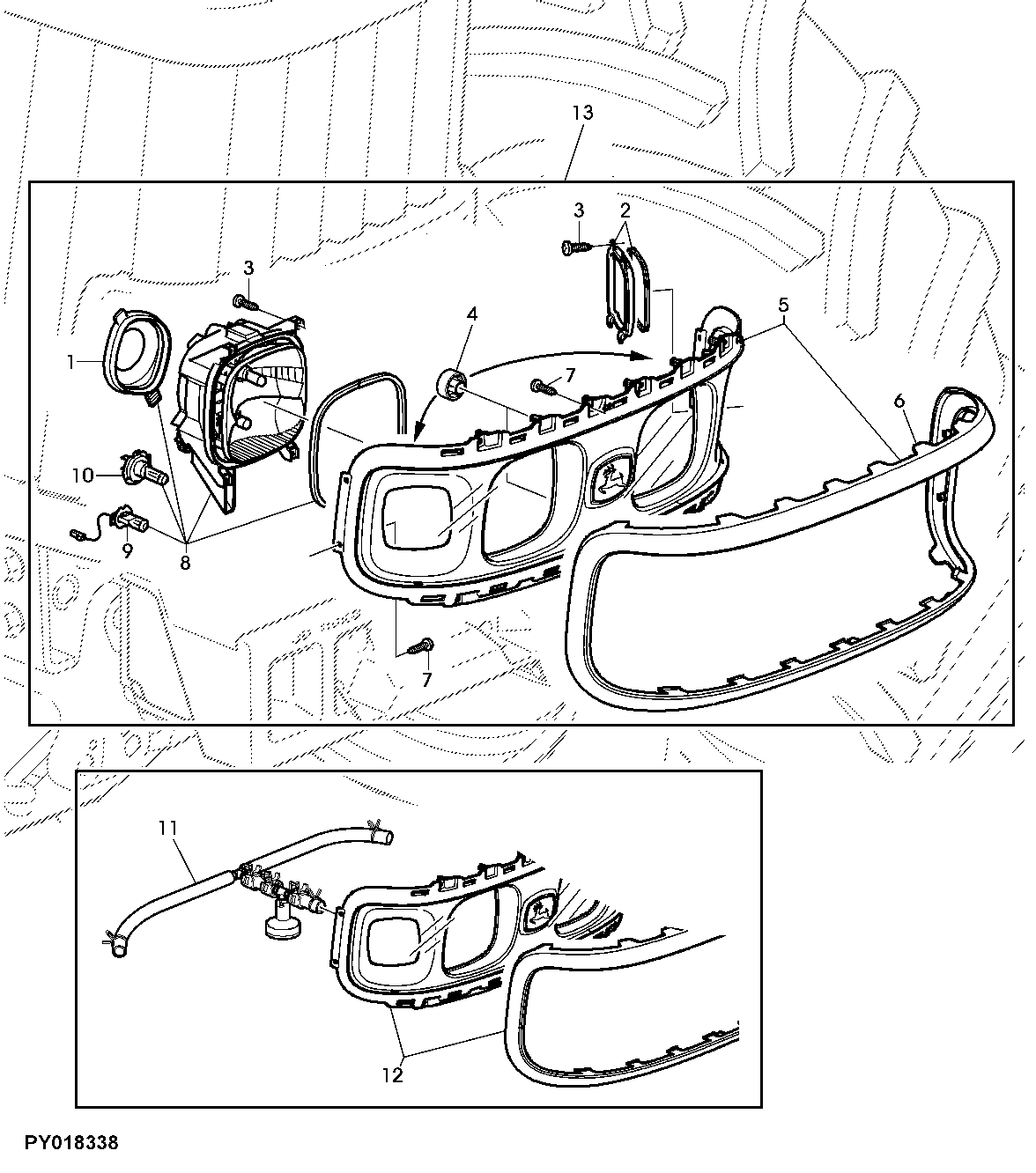 HEAD LIGHTS WITHOUT WORK LIGHTS (FRONT GRILLE)