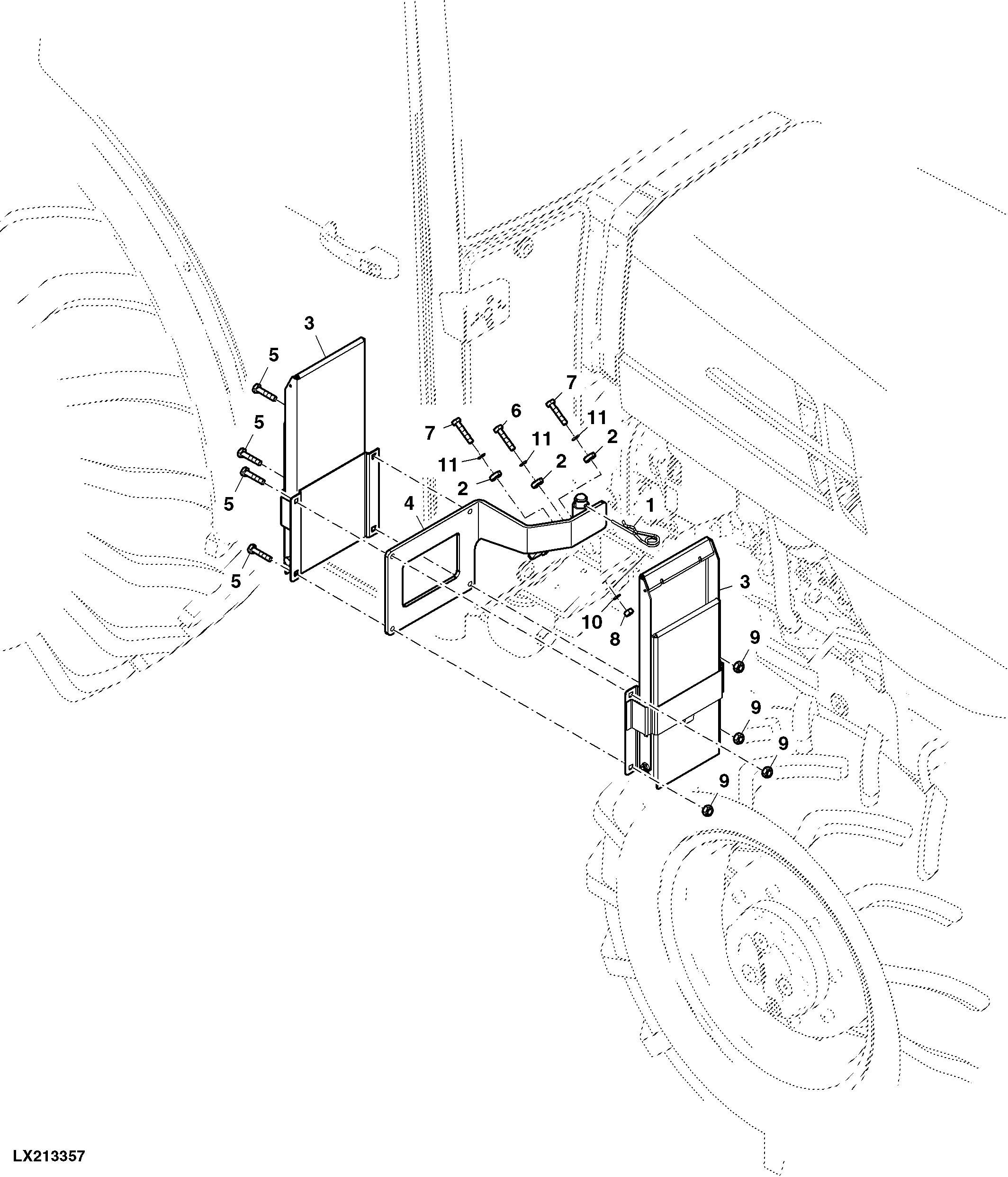 Two Chock Blocks, RH, W/ Additional Fuel Tank