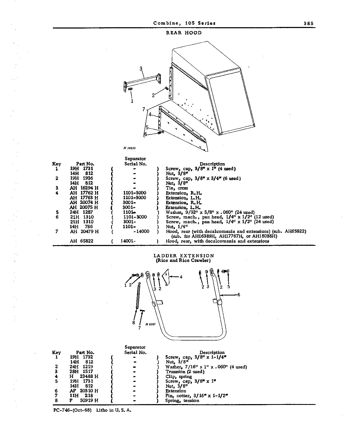 Separator Sheets, Ladder, Inspection Doors, Braces, and Rear Hood (Continued)
