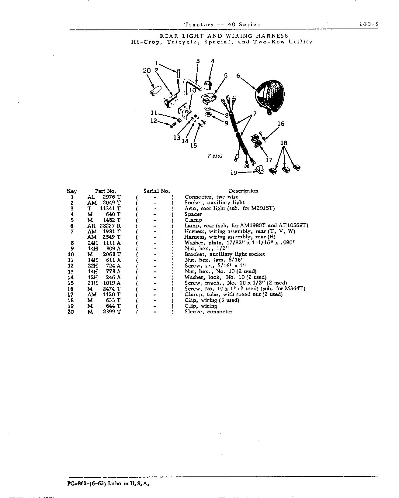 Harness, wiring, rear light (Continued)