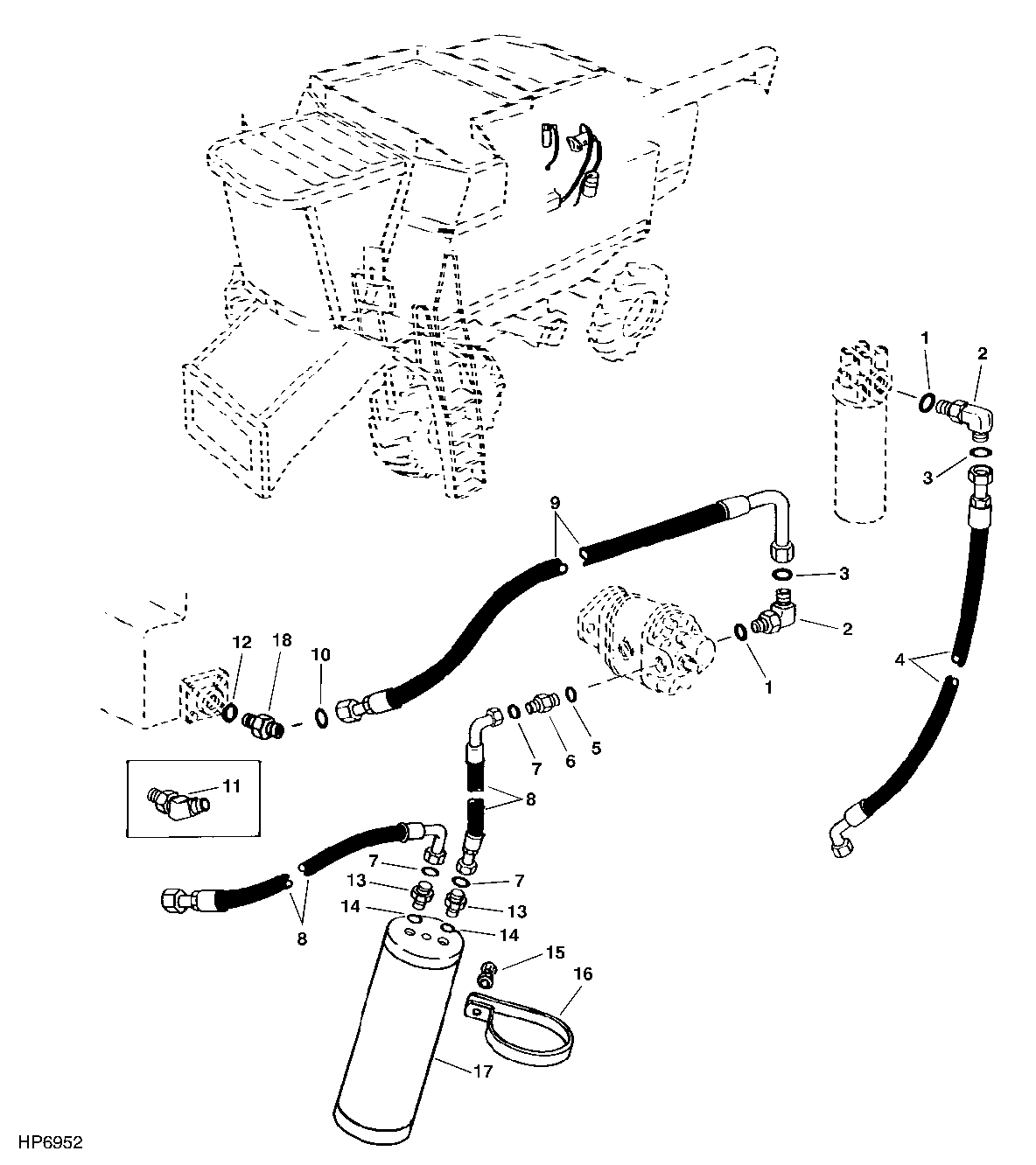 HYDRAULIC STEERING HOSES, UPPER AND ATTENUATOR
