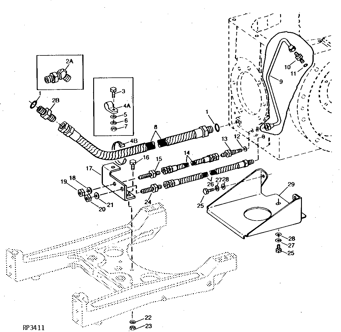 FRONT DIFFERENTIAL FLEXIBLE OIL LINES AND SUPPORT