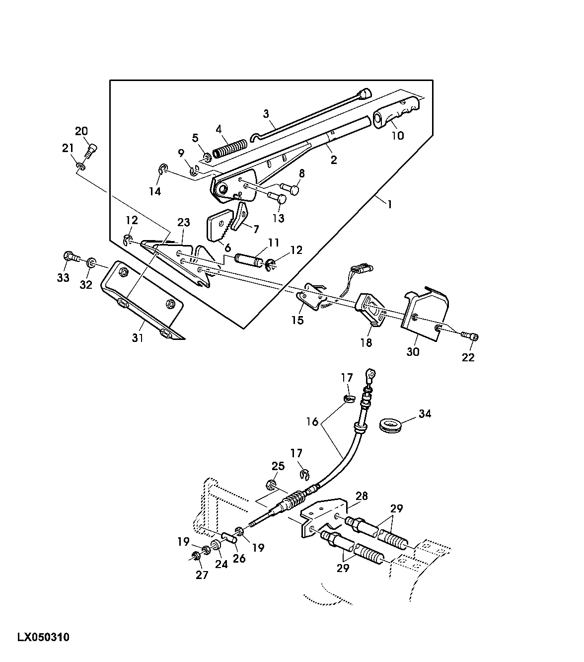 HANDBRAKE, BOWDEN CABLE (OPEN OPERATORS STATION)
