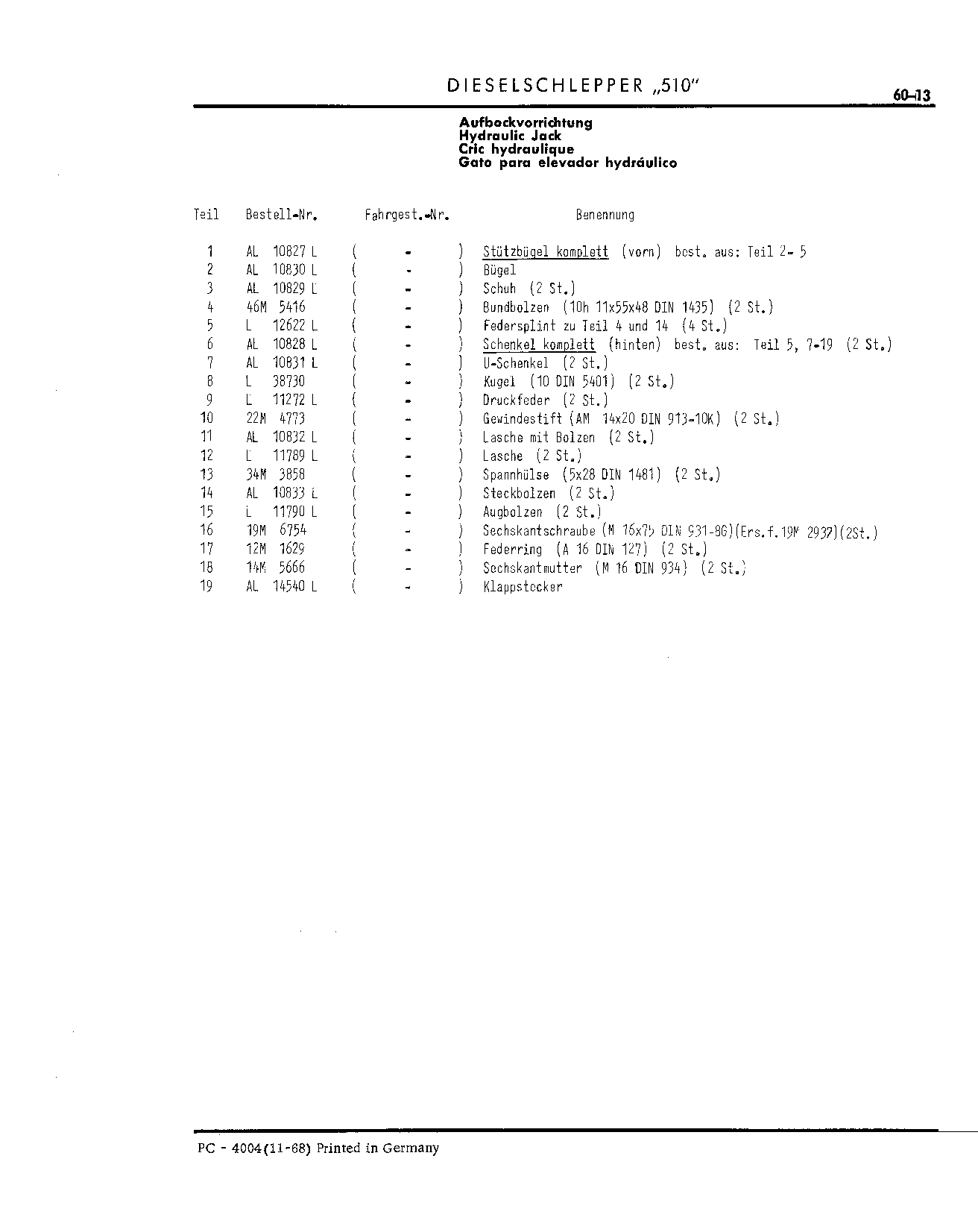 Hydraulic Jack (Continued)