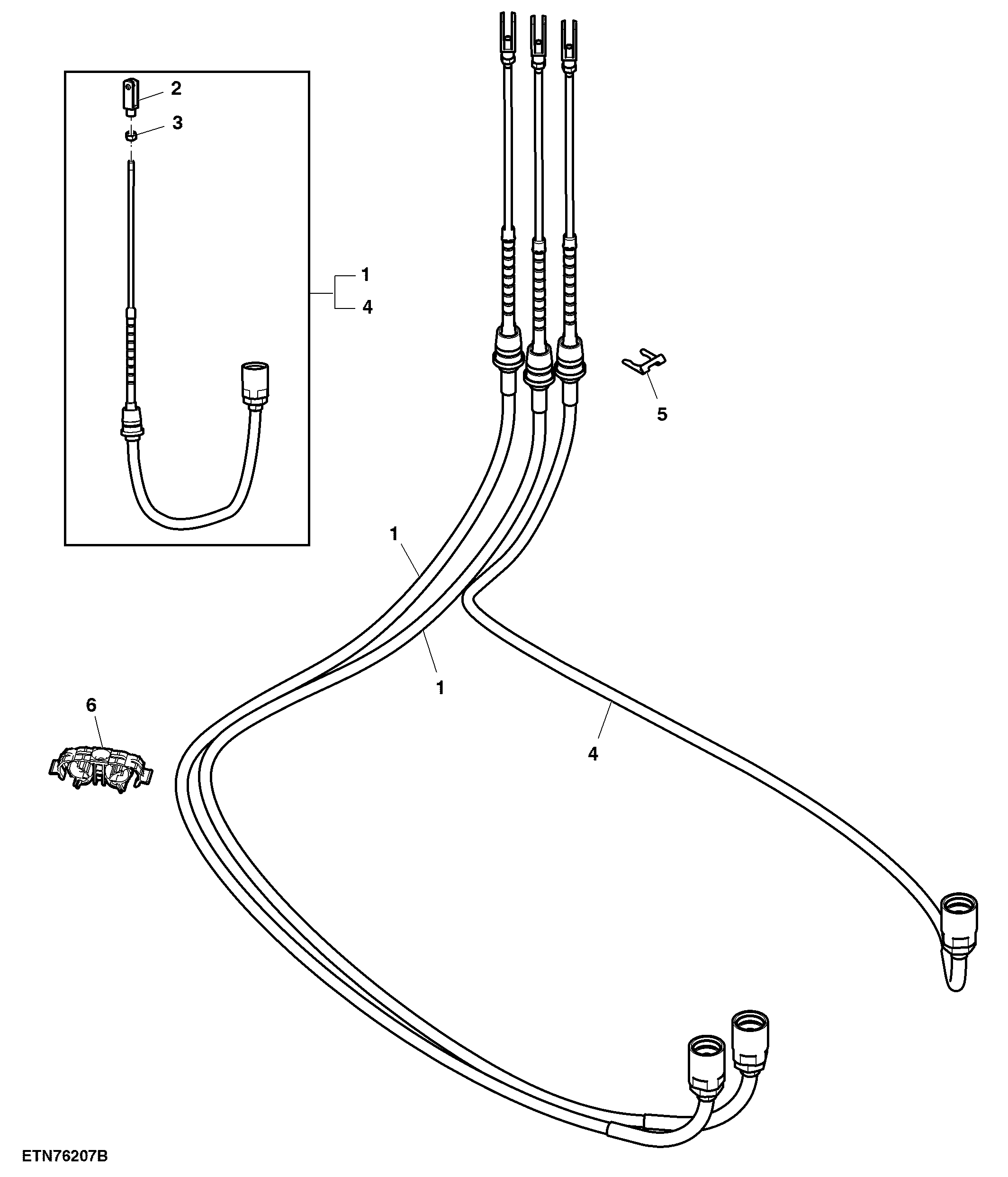 Cable, Lever, Selective Control Valve, 1st, 2nd, 3rd