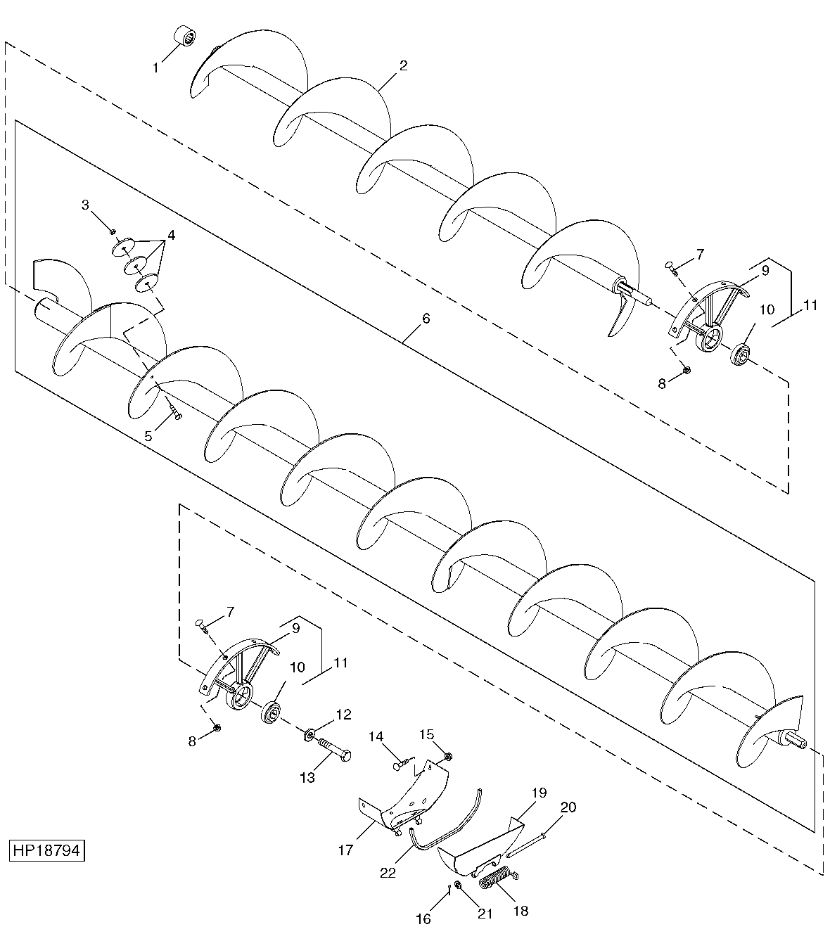 Horizontal Unloading Auger, High Unloading Rate, 6.9 m (22.5 ft)