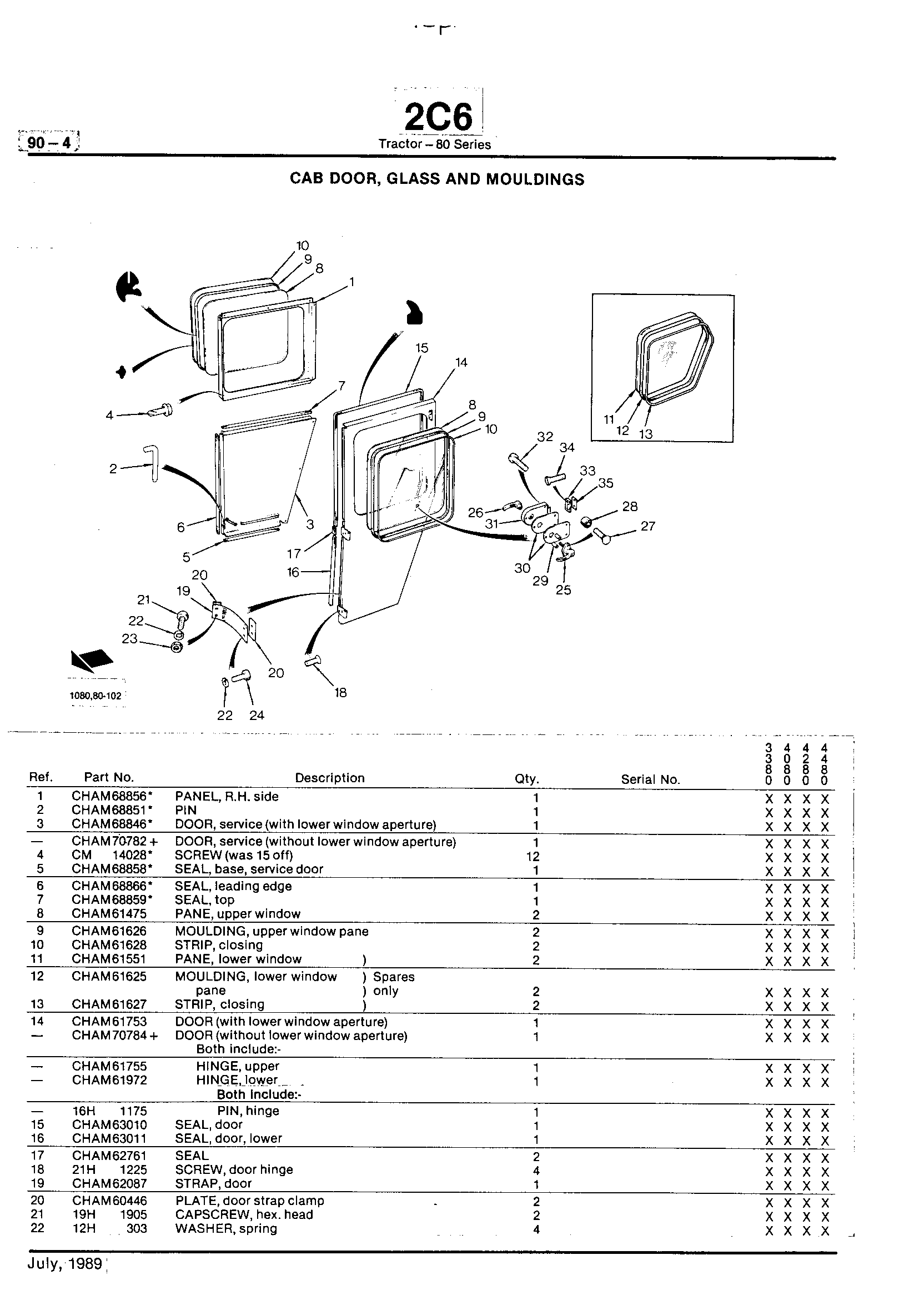 Operator Station Cab Door Glass Mouldings