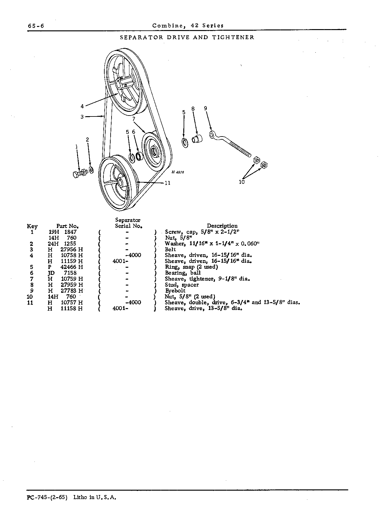 Drives for: Separator drive belt and tightener