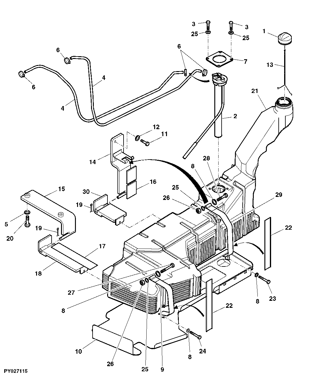 FUEL TANK AND HOSES (21.1 GALLONS) ( - 820085)