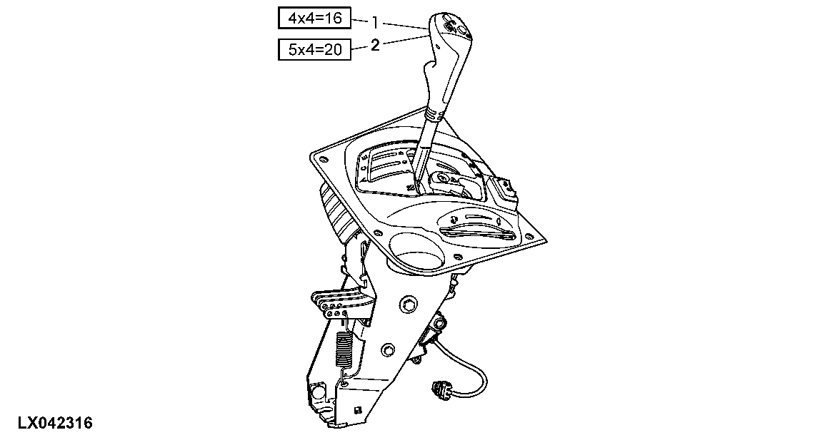 RANGE SHIFT COMPONENTS (NOT WITH SWING-ASIDE MULTI-FUNCTION LEVER MOUNTED ON SHIFT CONSOLE)