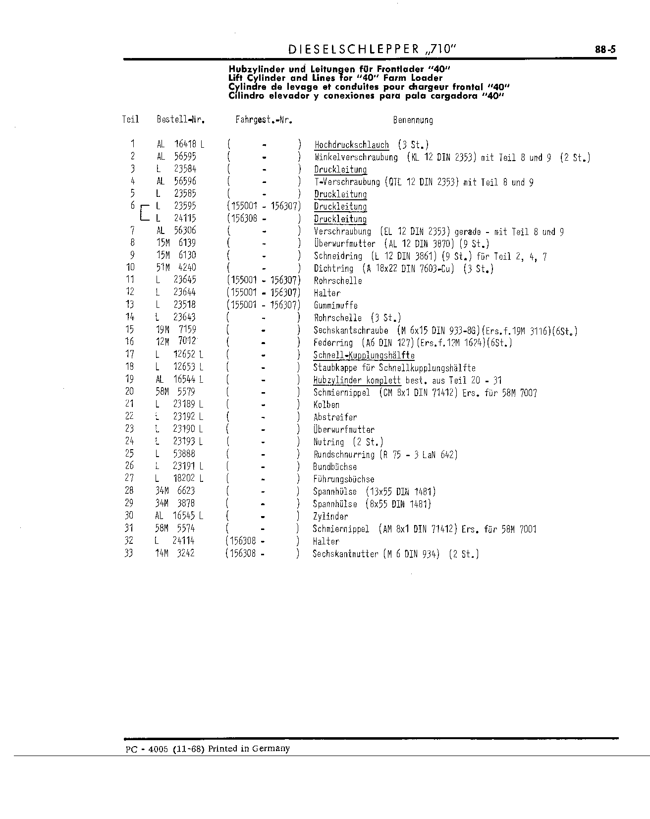 Lift Cylinder (Continued)