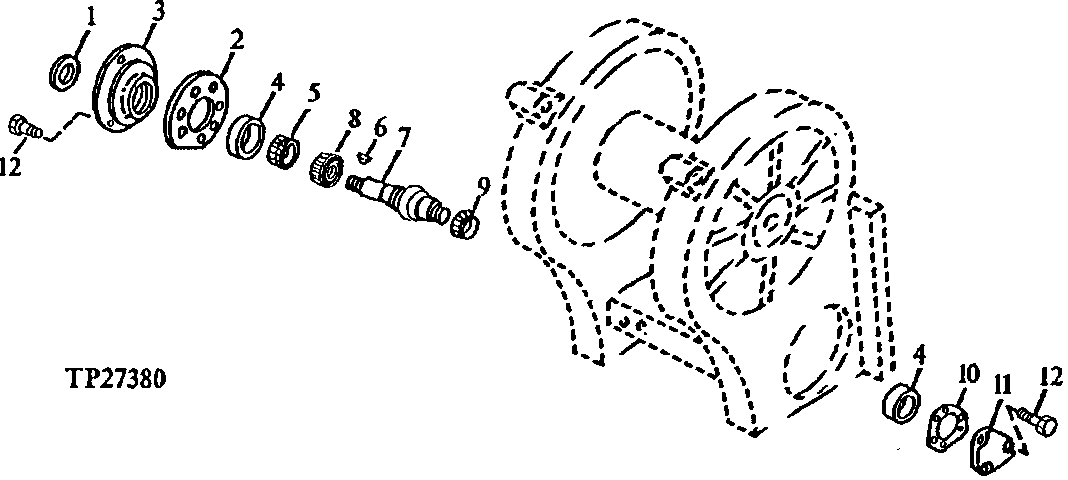 DRIVEN SHAFT, GEAR AND BEARINGS (MODEL 4000 WINCH)