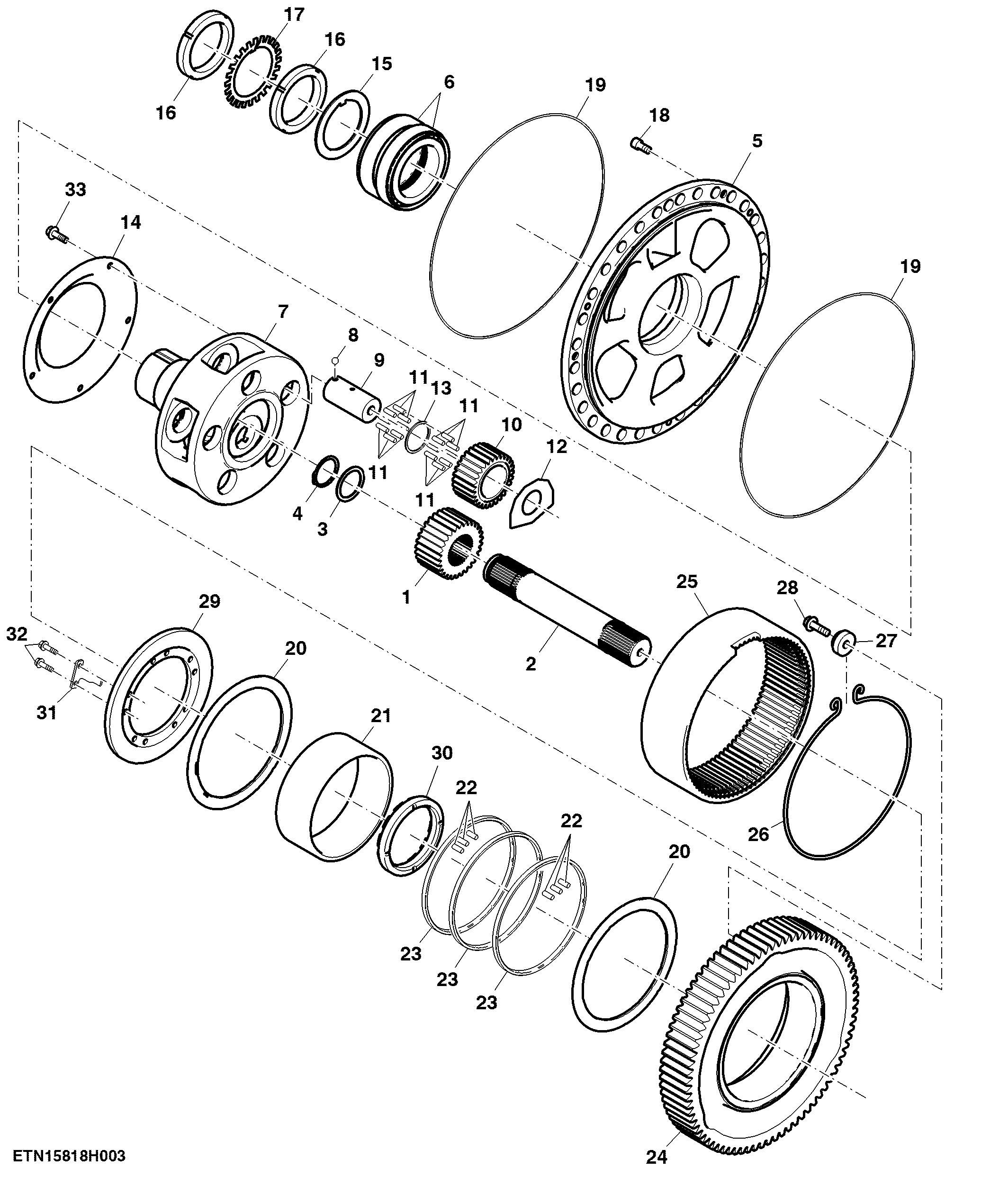 Planetary Gear Assembly, Differential, 130 cc Steering Pump