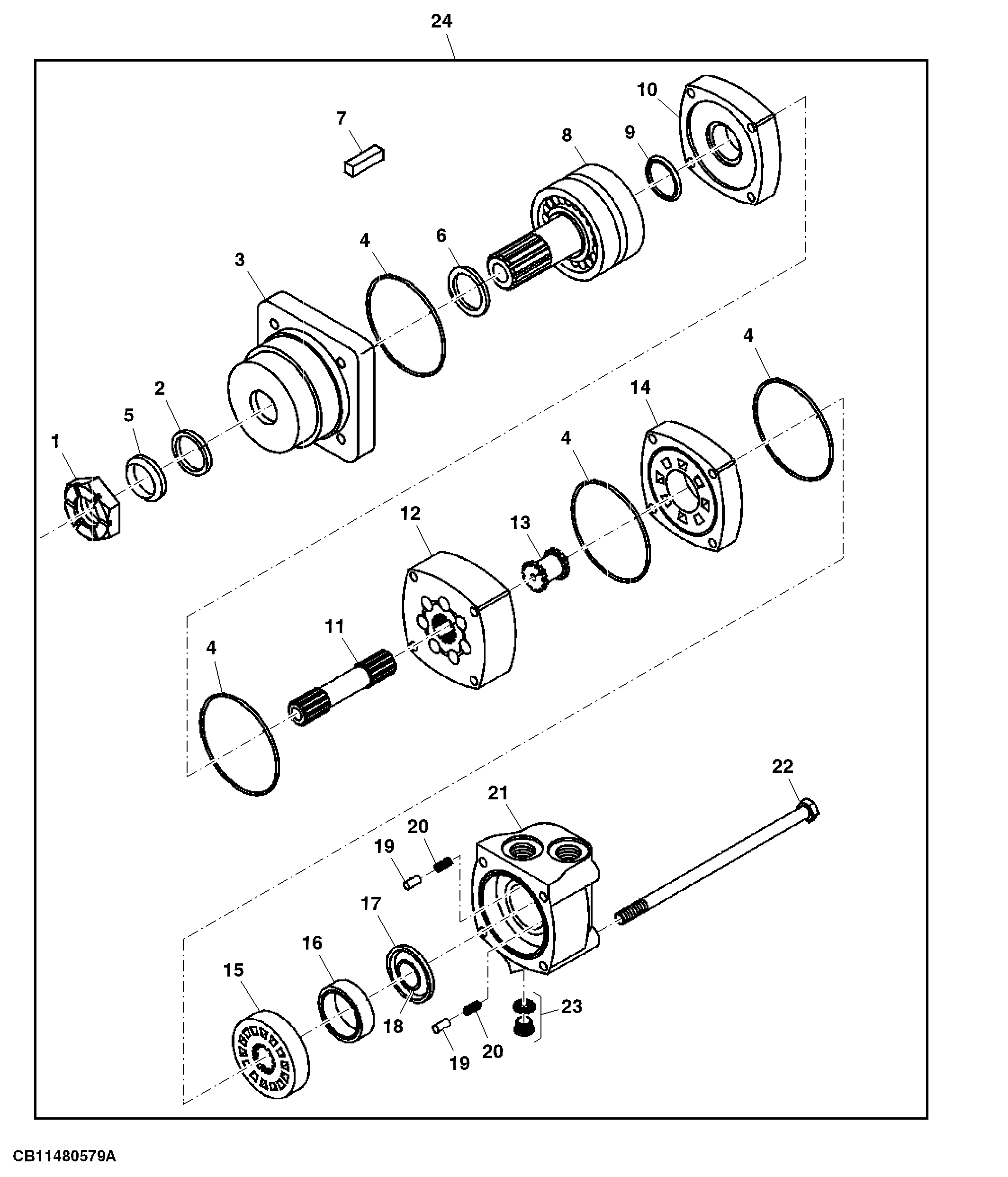 Motor, Crop Divider Knockdown Roller, Option 5510, 5520