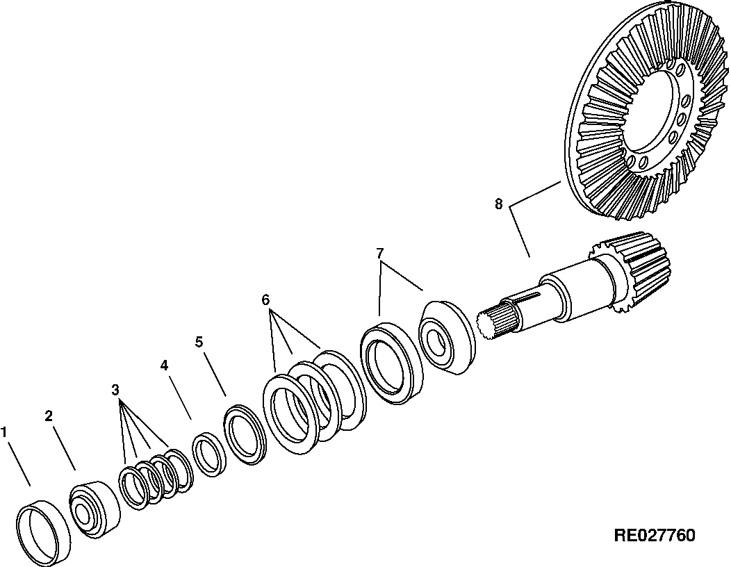 RE68109 Front Spiral Bevel Input Pinion and Ring Gear Set