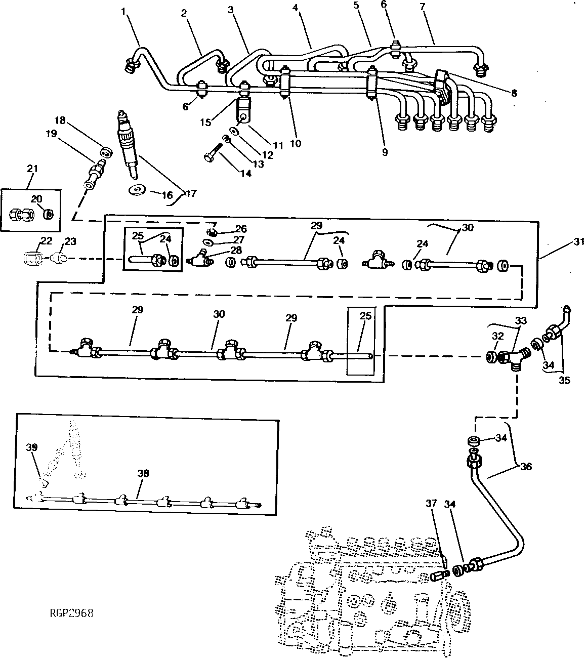 FUEL INJECTION LINES AND NOZZLES (6466AH 03)