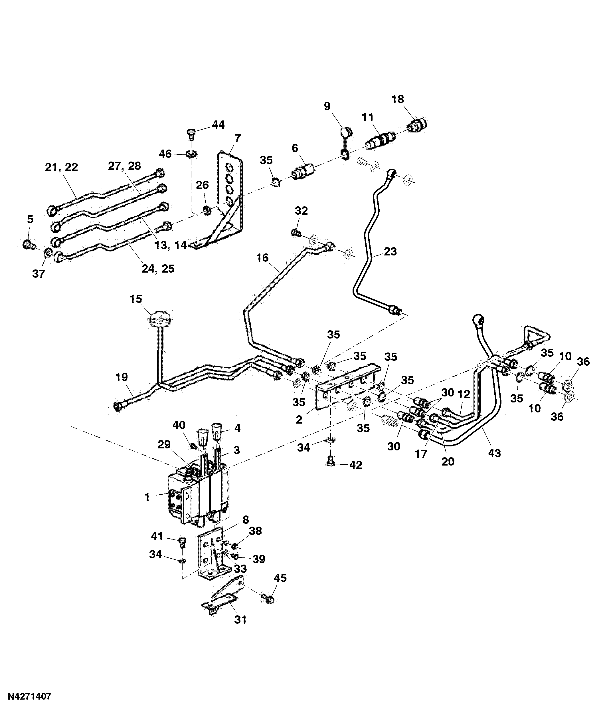 Multi-Way Valve And Hydraulic Pipe Assembly, Optional