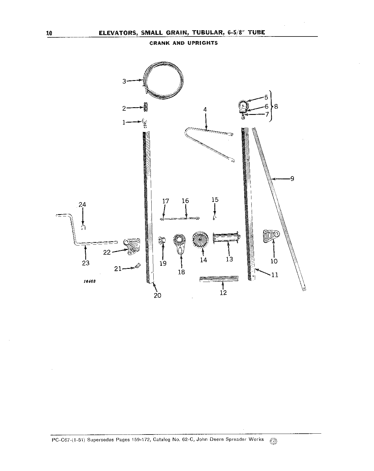 Elevators, Small Grain, 6-5/8 In. Tube Crank and Uprights