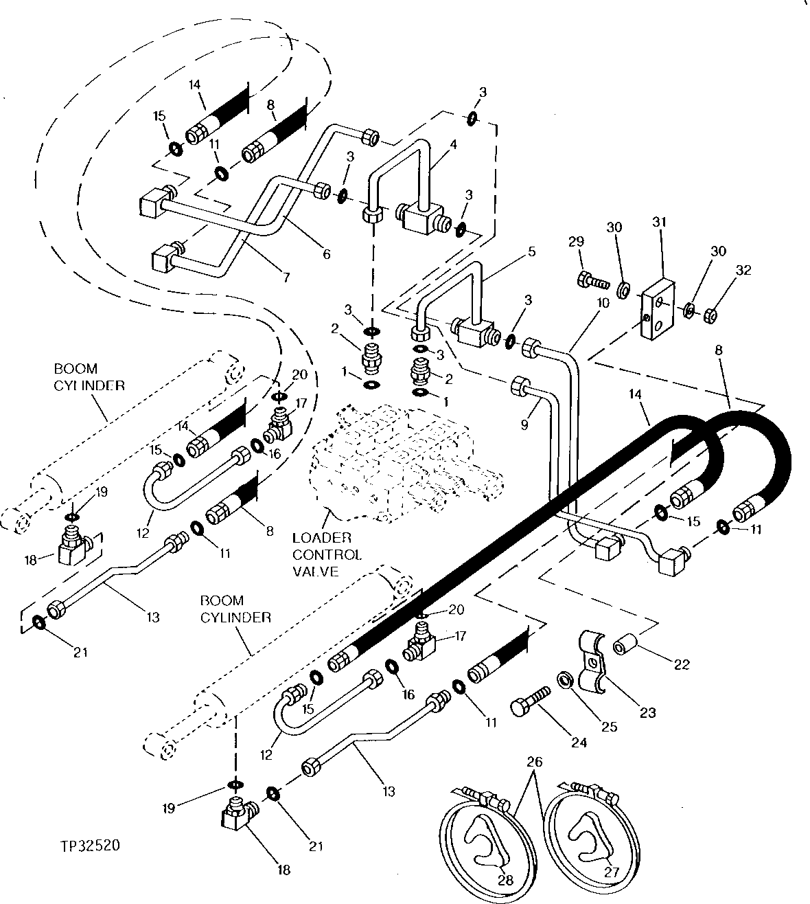 Loader Control Valve To Boom Cylinder Hydraulics (644EZ)