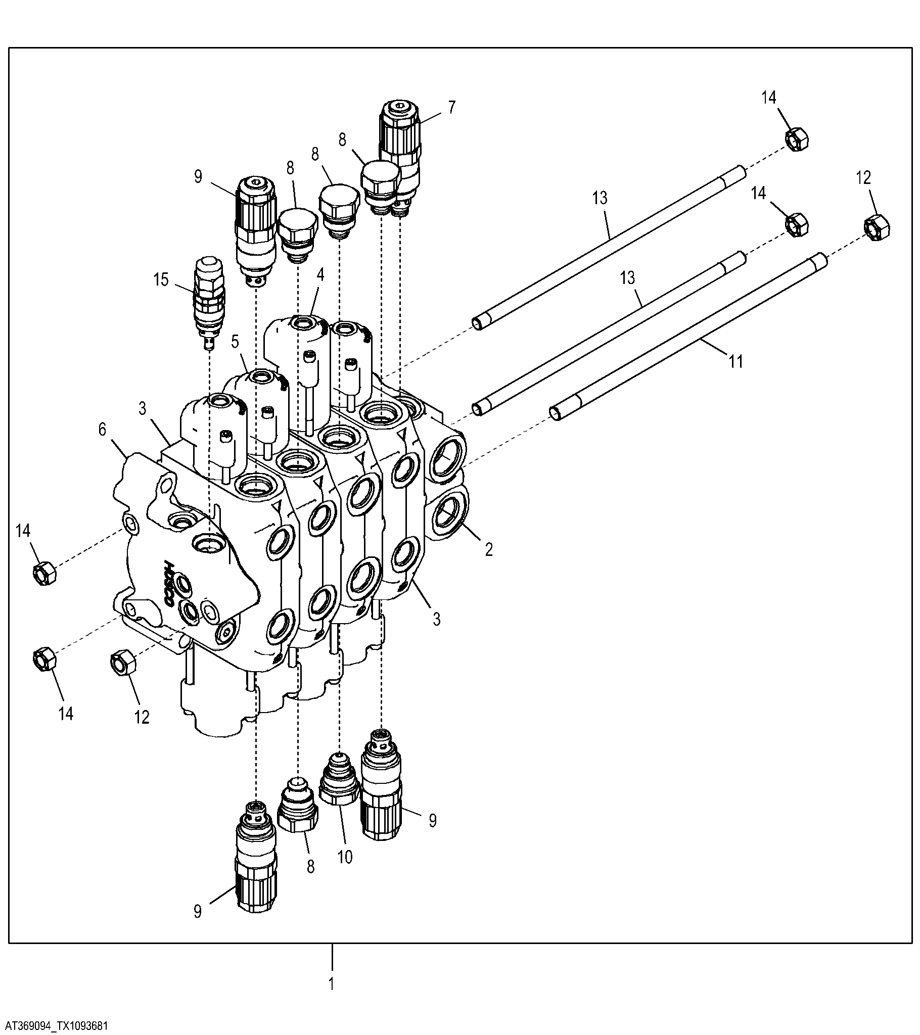 Hydraulic Control Valve Components (Power Angle Tilt) (4 Spool)